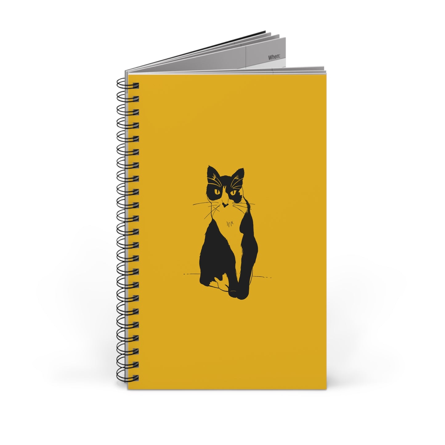 Cat Notebook in Yellow (Transparent Style Cat) - Cat Spiral Notebook