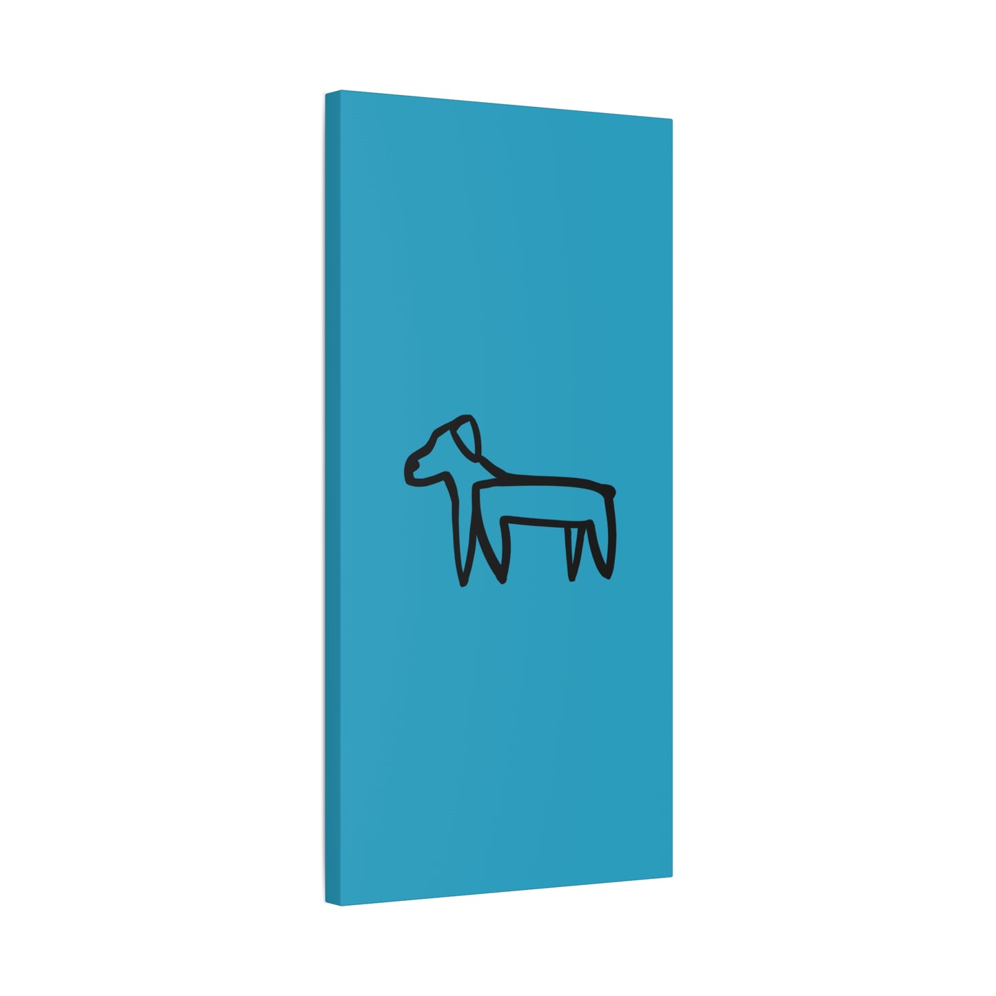 Dog Canvas Print on Turquoise (Transparent Style Black Dog) - Dog Drawing Canvas