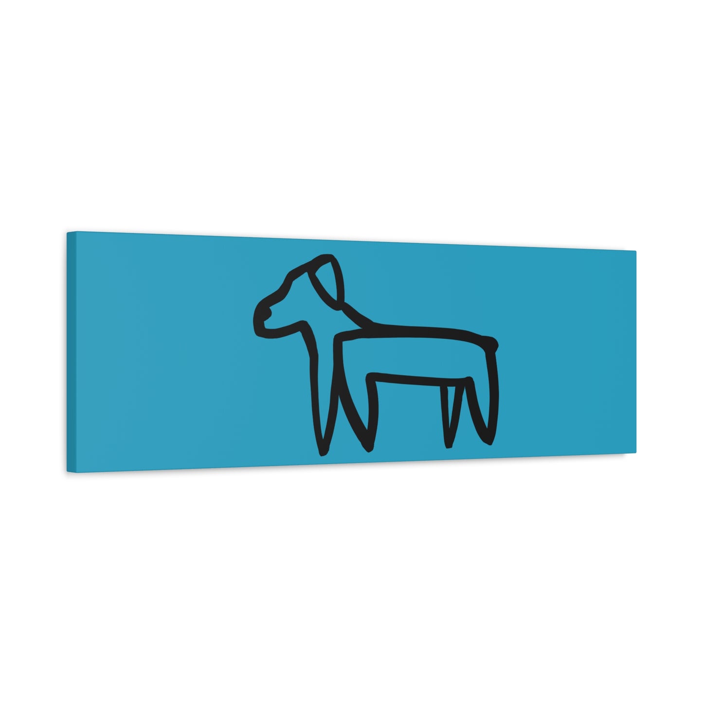 Dog Canvas Print on Turquoise (Transparent Style Black Dog) - Dog Drawing Canvas