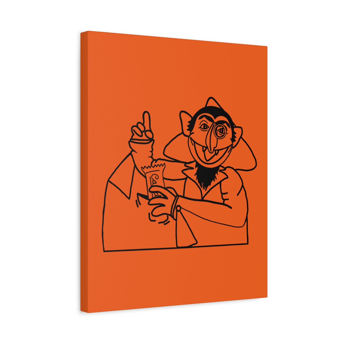 The Count Stealing Candy Outline Canvas Print Orange - Sesame Street The Count Parody Art Print