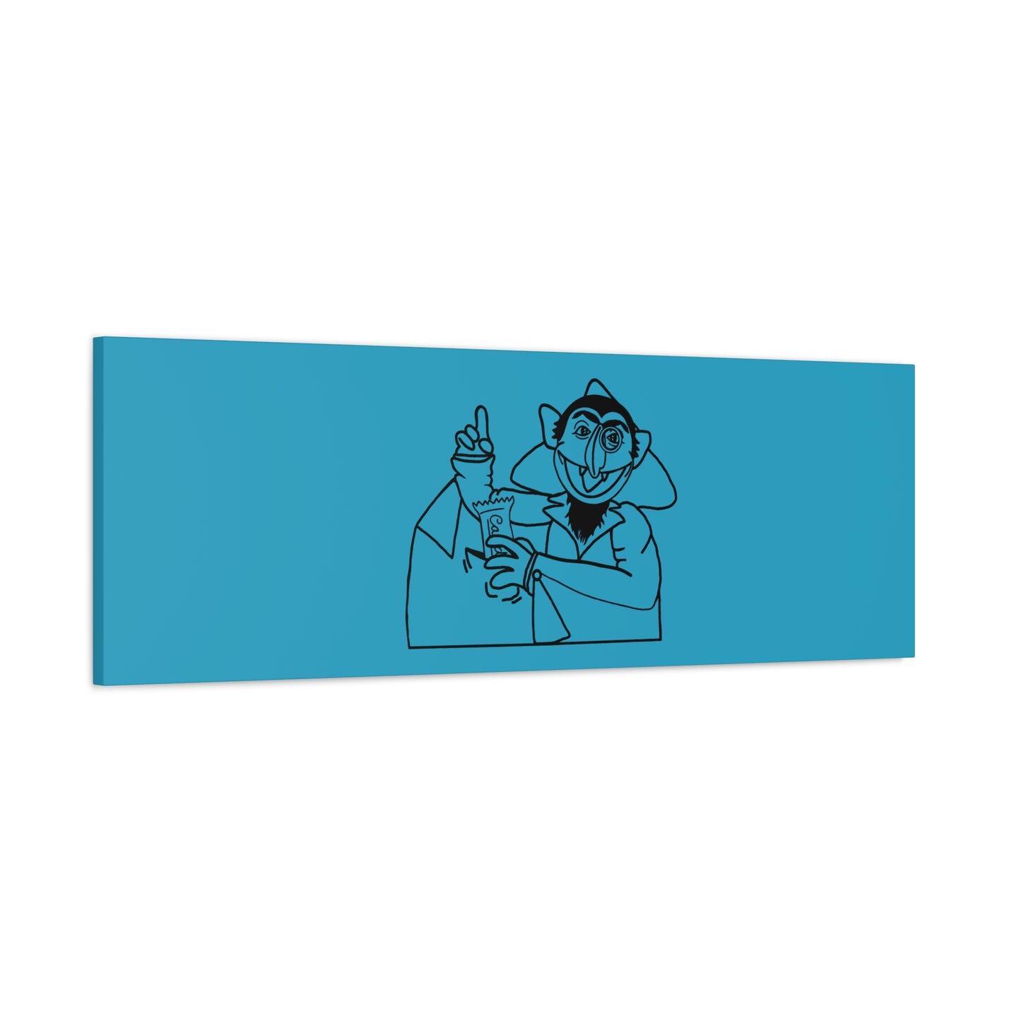 The Count Stealing Candy Outline Canvas Print Turquoise - Sesame Street The Count Art Print