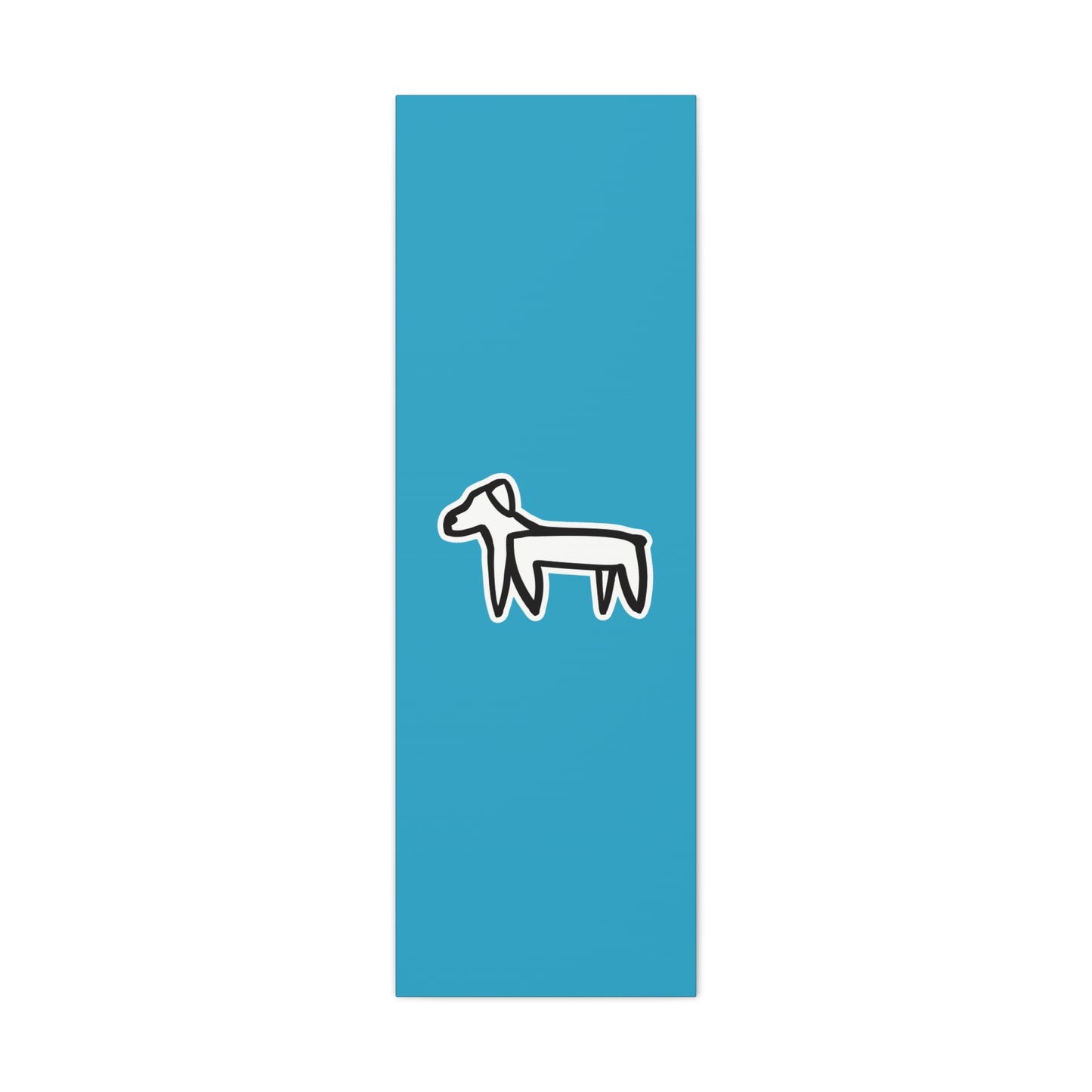 Dog Canvas Print on Turquoise (Sticker Style Black Dog) - Dog Drawing Wall Art