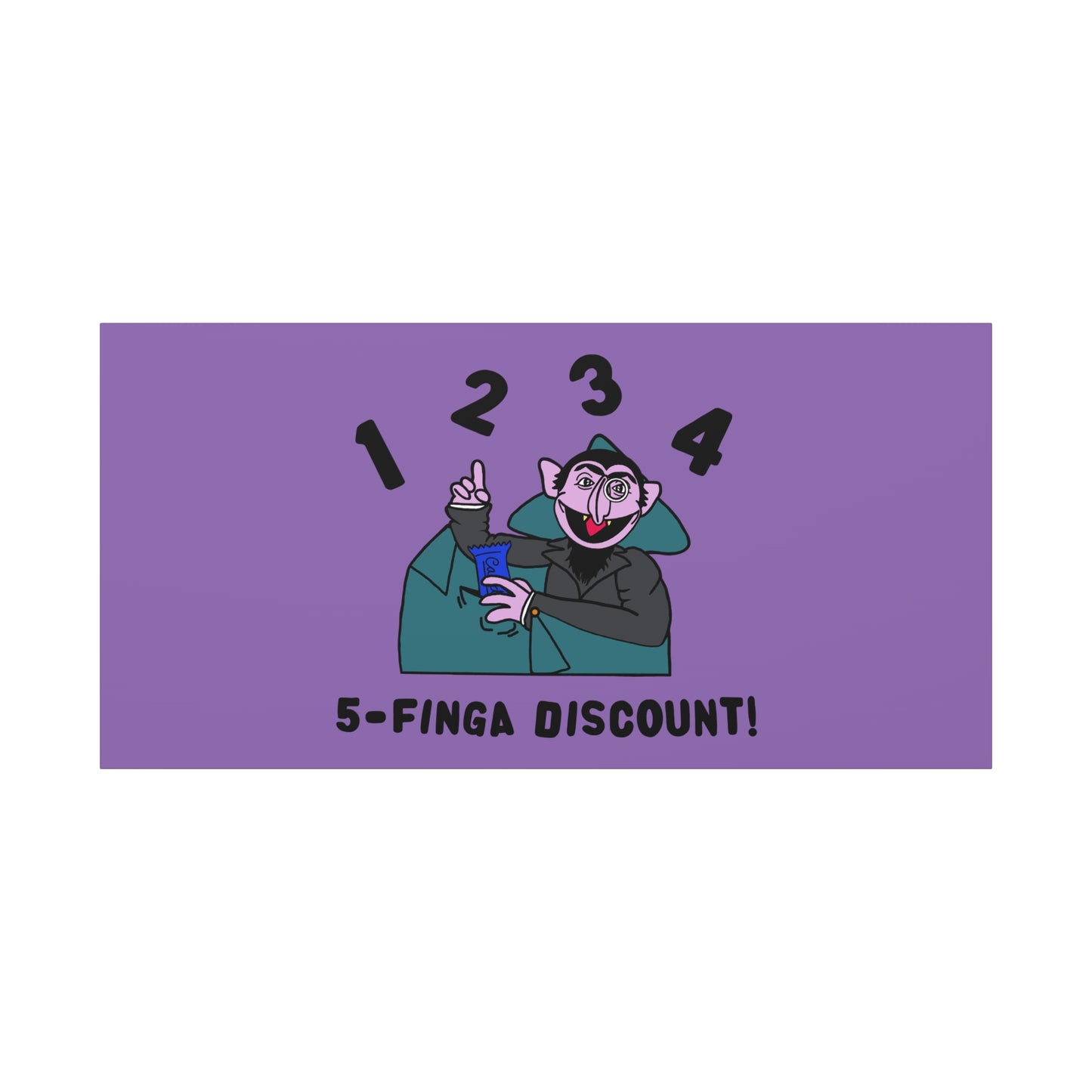 Five Finger Discount Canvas Print Light Purple - Sesame Street The Count Parody Art Print