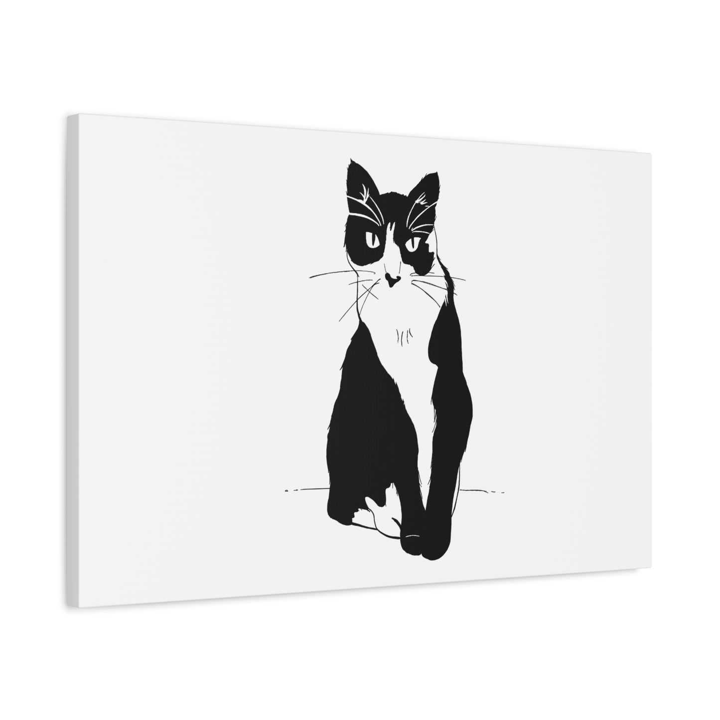 Cat Canvas Print on White (Transparent Style Cat) - Cat Drawing Art