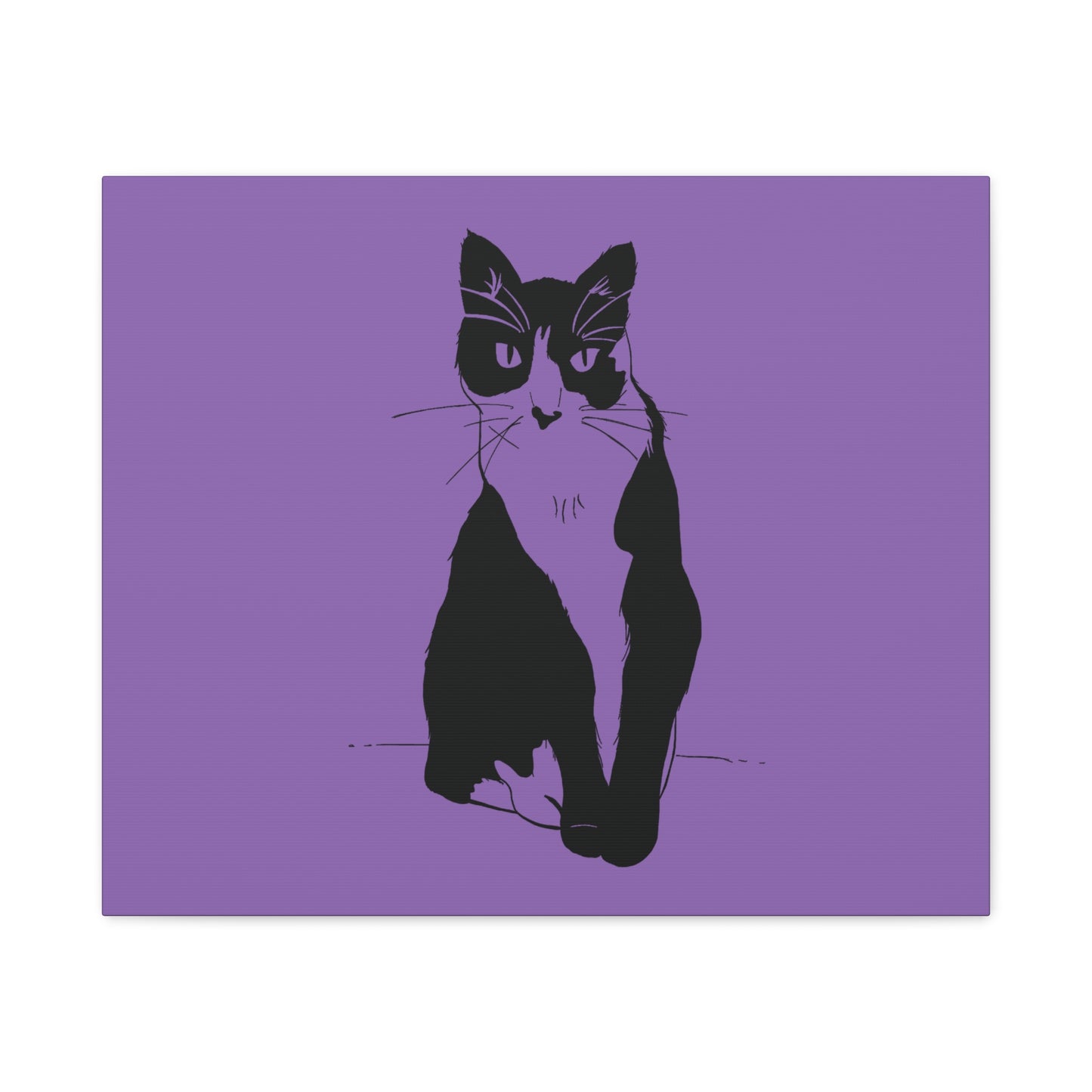 Cat Canvas Print on Purple (Transparent Style Cat) - Cat Drawing Art