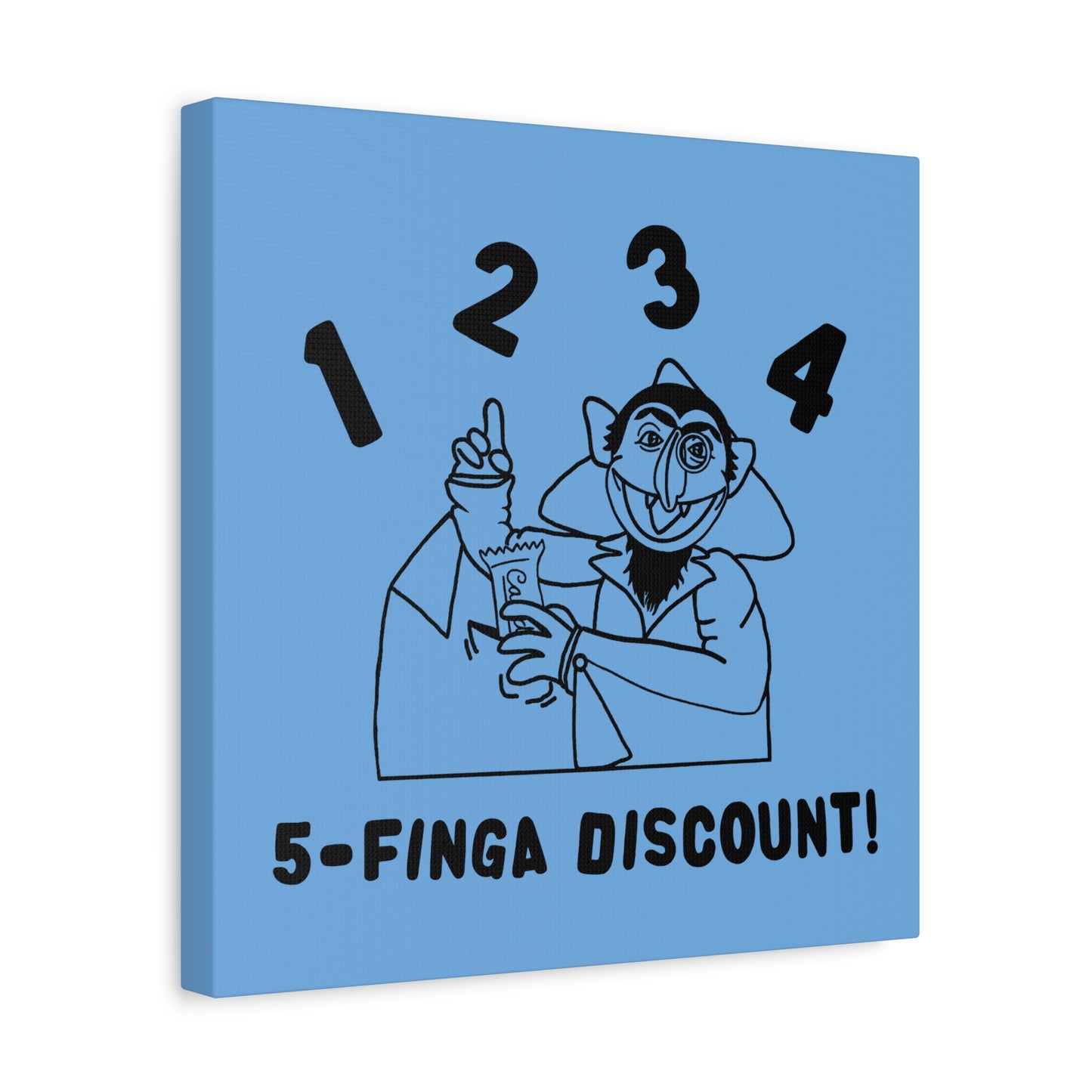 Five Finger Discount Outline Canvas Print Light Blue - Sesame Street The Count Parody Art Print