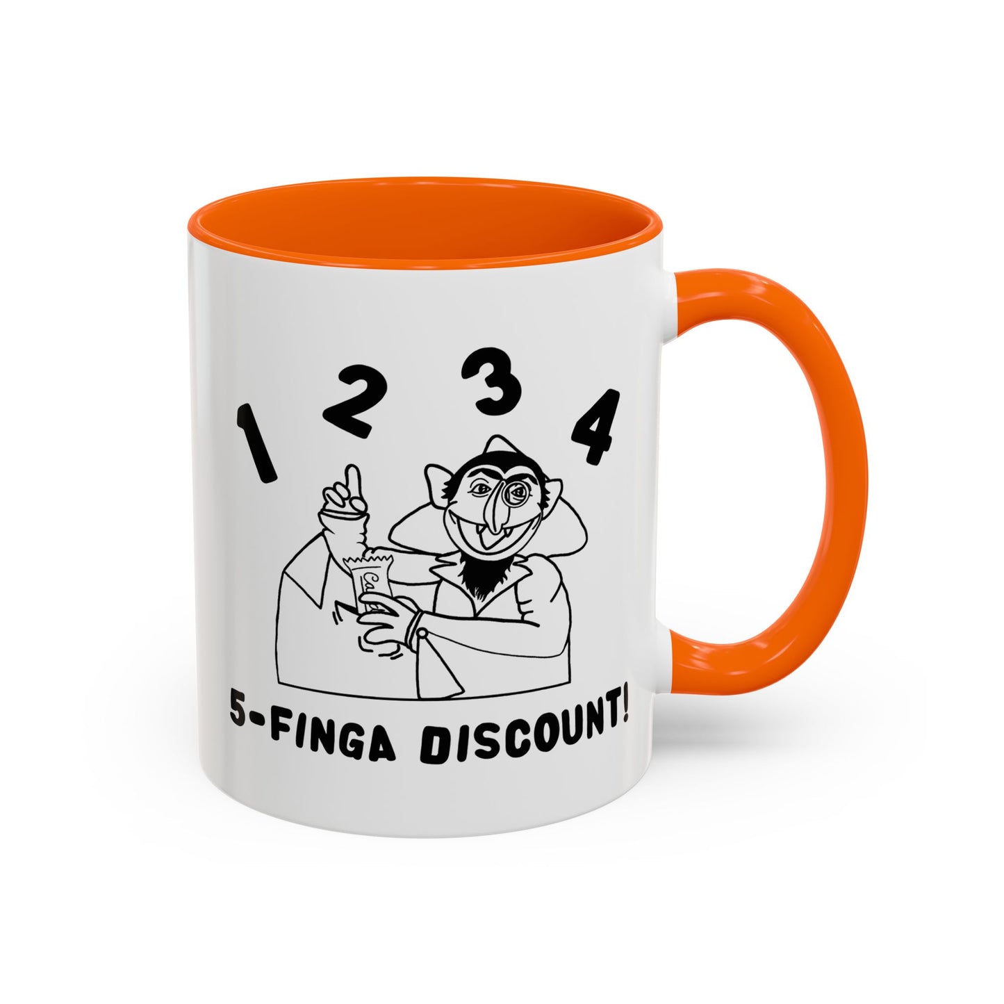 Five Finger Discount Outline Mug - Sesame Street The Count Parody Coffee Mug