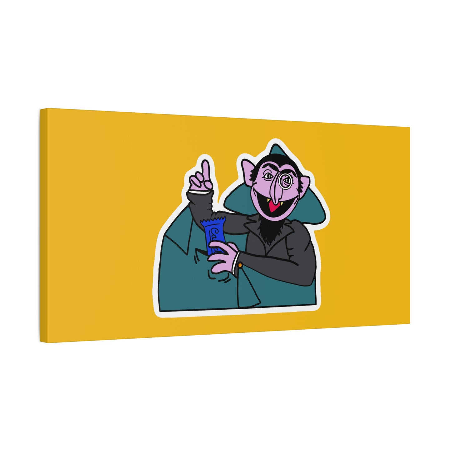 The Count Stealing Candy Canvas Print Yellow - Sesame Street The Count Parody Art