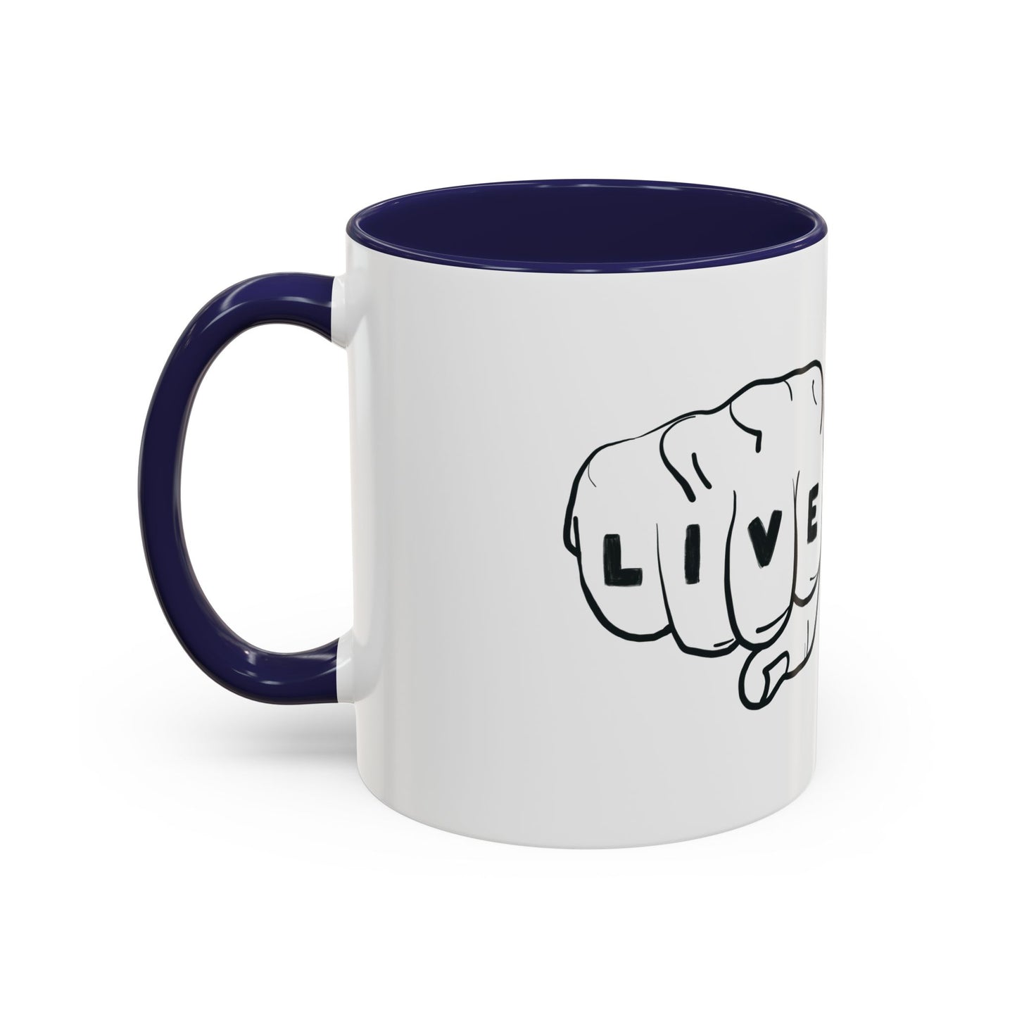 Live Loud Knuckle Tats Tattooed Fists Accent Mug
