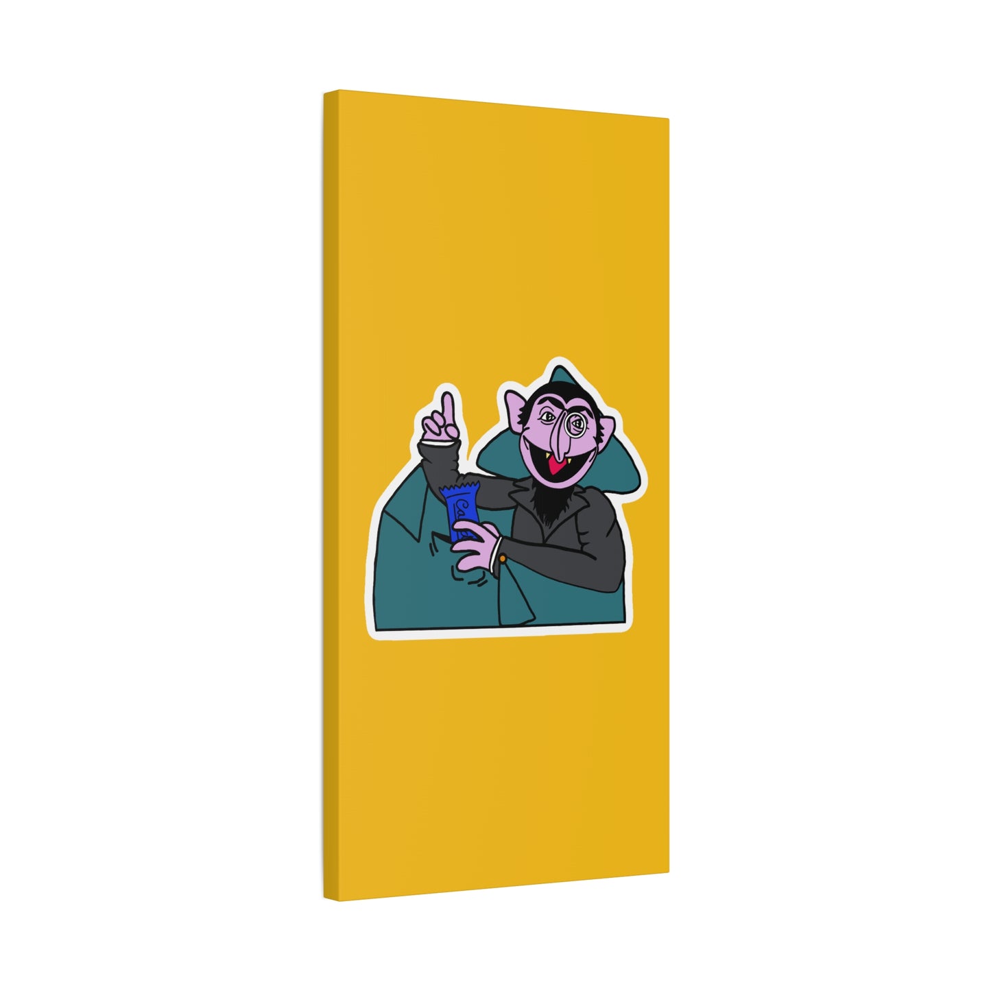 The Count Stealing Candy Canvas Print Yellow - Sesame Street The Count Parody Art