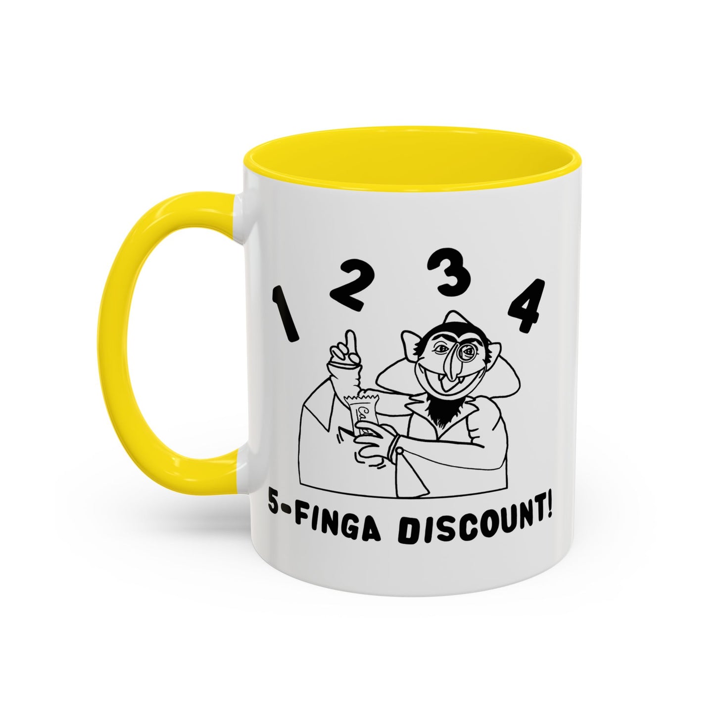 Five Finger Discount Outline Mug - Sesame Street The Count Parody Coffee Mug