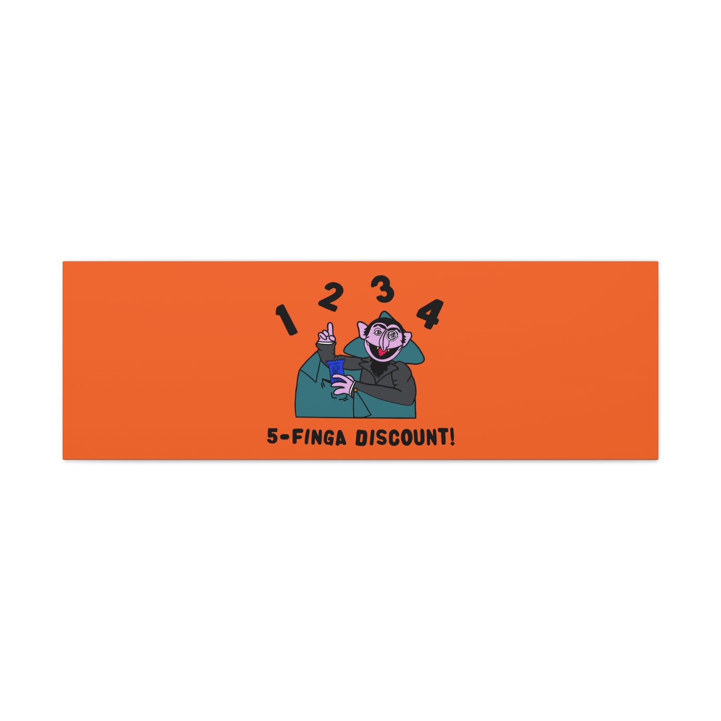 Five Finger Discount Canvas Print Orange - Sesame Street The Count Parody Art Print