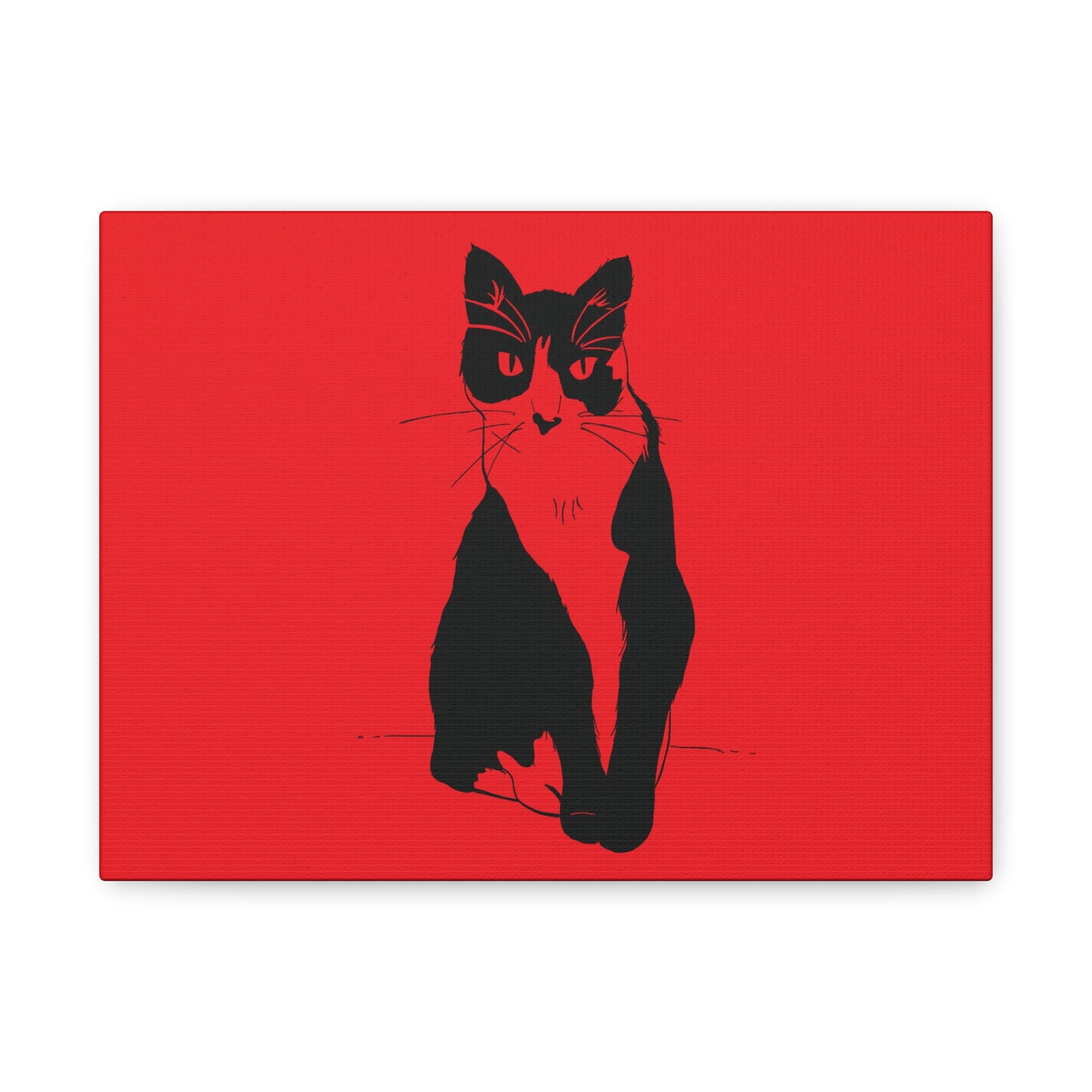 Cat Canvas Print on Red (Transparent Style Cat) - Cat Drawing Art