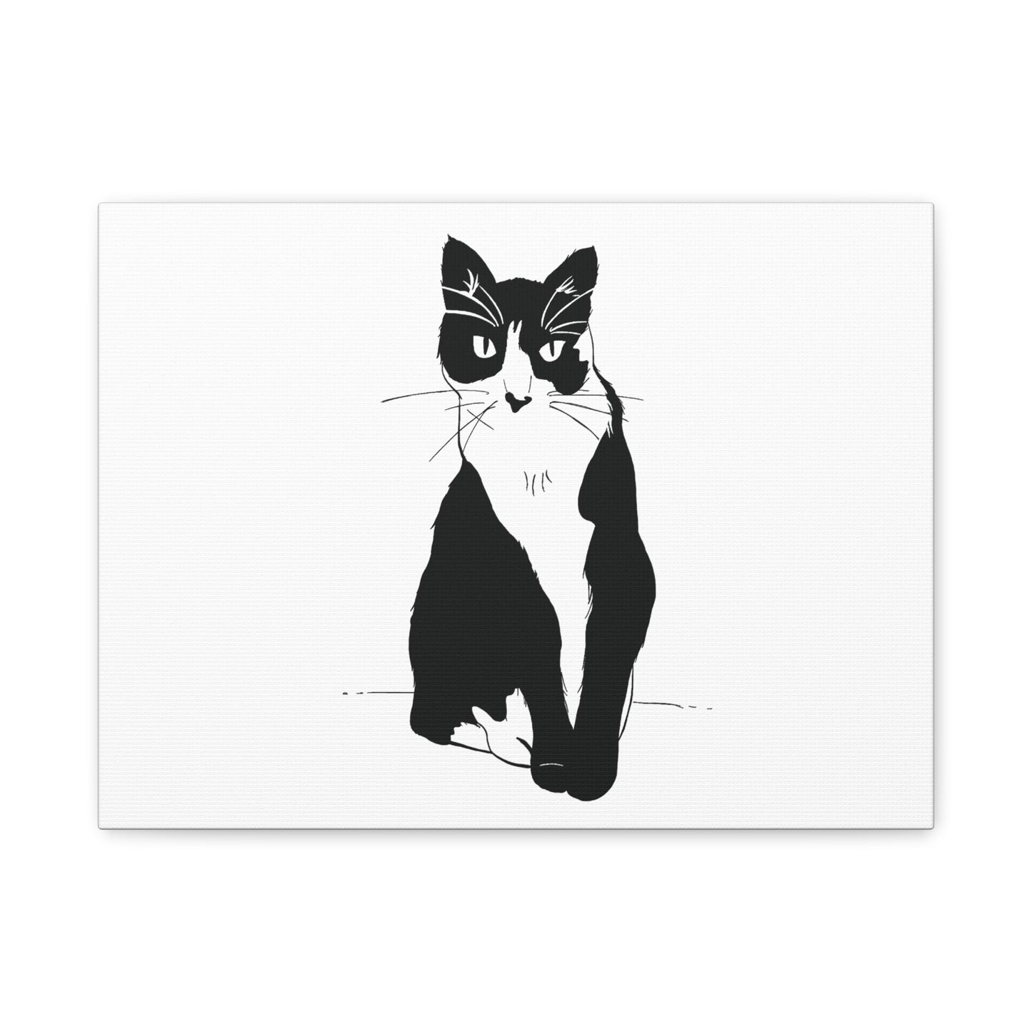 Cat Canvas Print on White (Transparent Style Cat) - Cat Drawing Art