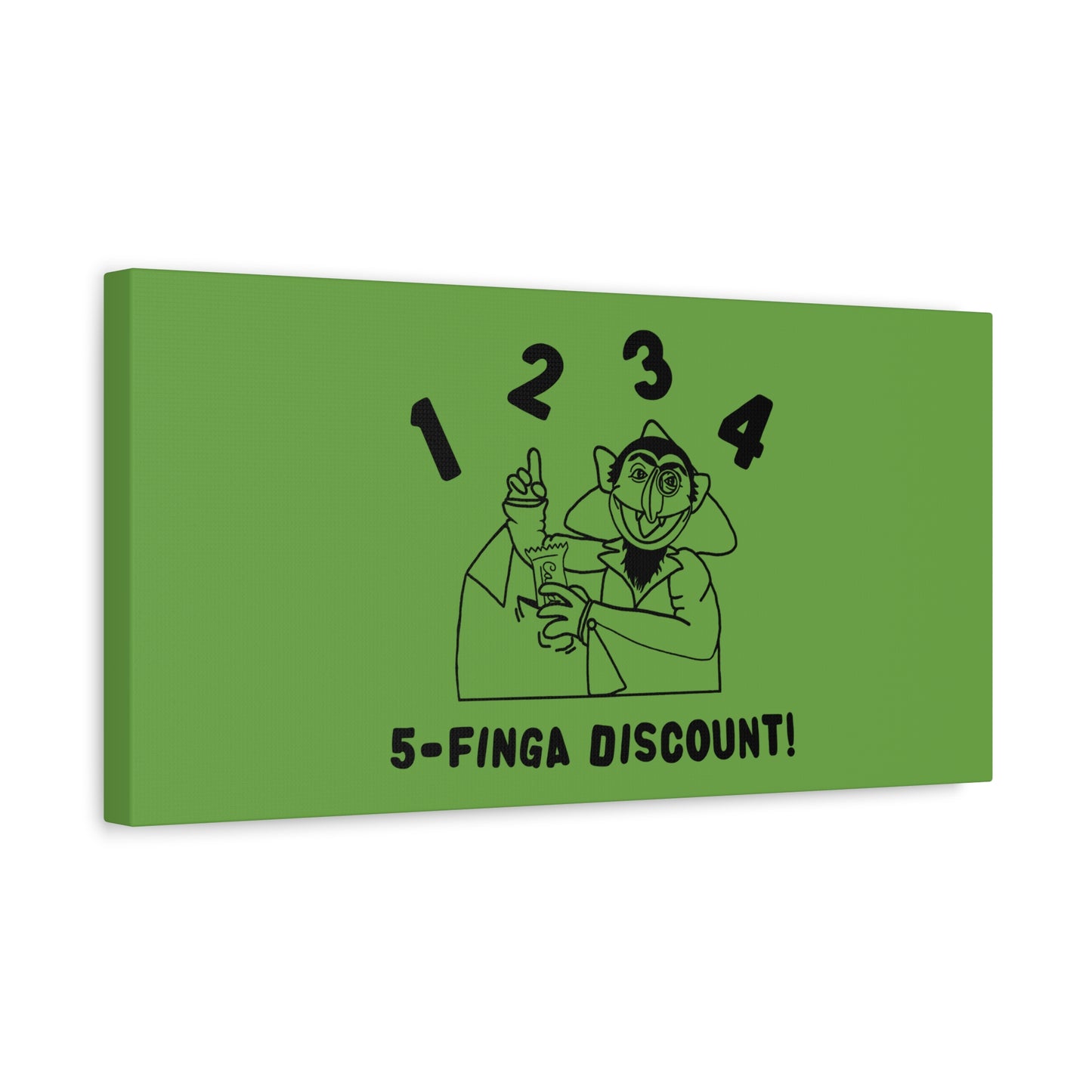 Five Finger Discount Outline Canvas Print Green - Sesame Street The Count Parody Art Print