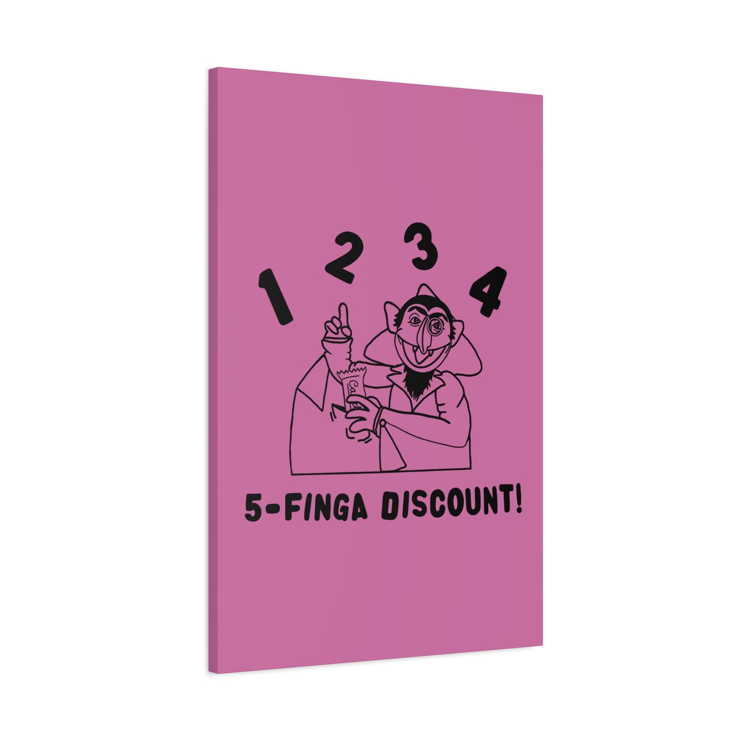 Five Finger Discount Outline Canvas Print Light Pink - Sesame Street The Count Parody Art Print