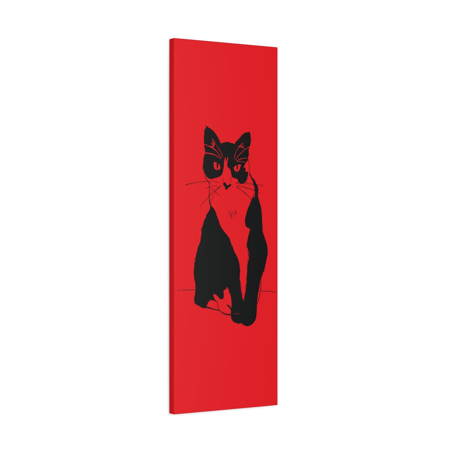 Cat Canvas Print on Red (Transparent Style Cat) - Cat Drawing Art