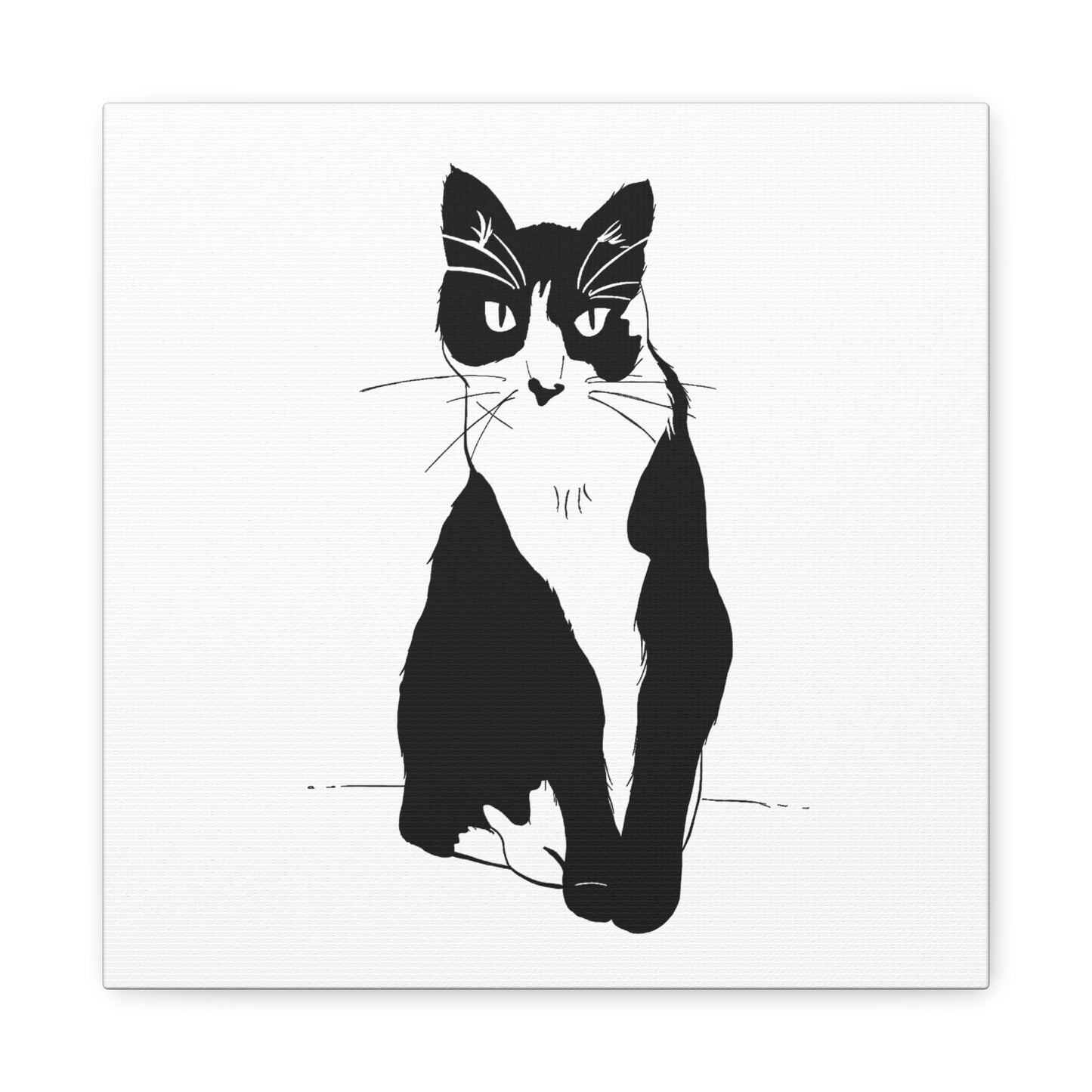 Cat Canvas Print on White (Transparent Style Cat) - Cat Drawing Art