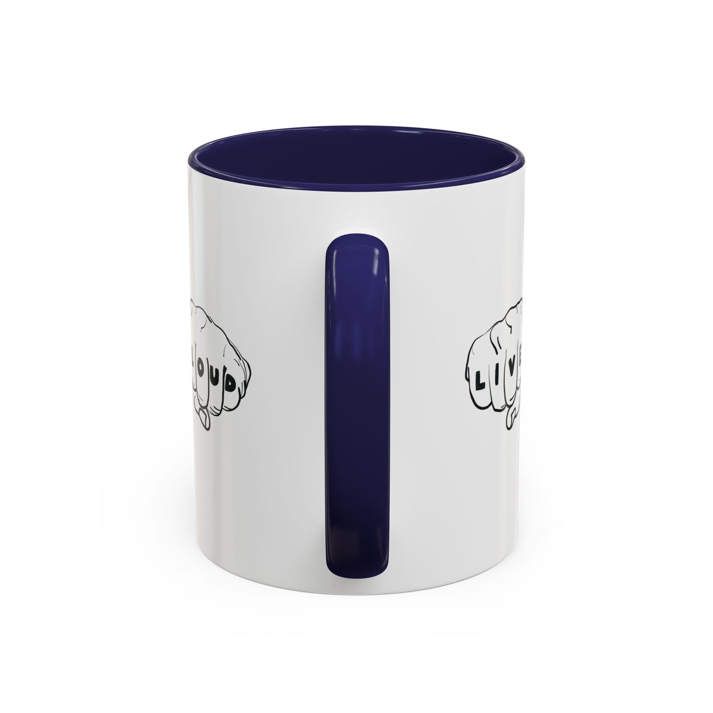 Live Loud Knuckle Tats Tattooed Fists - Four Fists Accent Mug