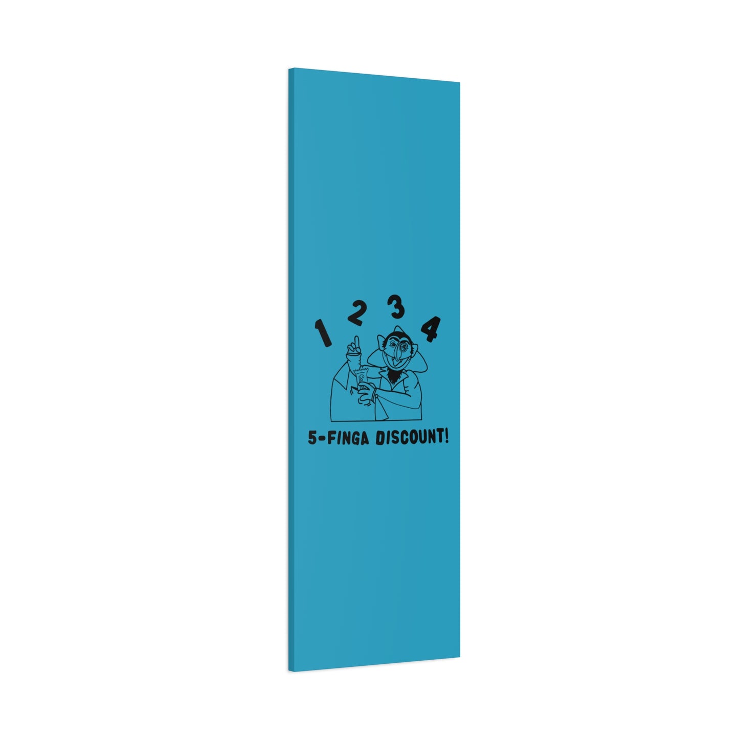 Five Finger Discount Outline Canvas Print Turquoise - Sesame Street The Count Parody Art Print
