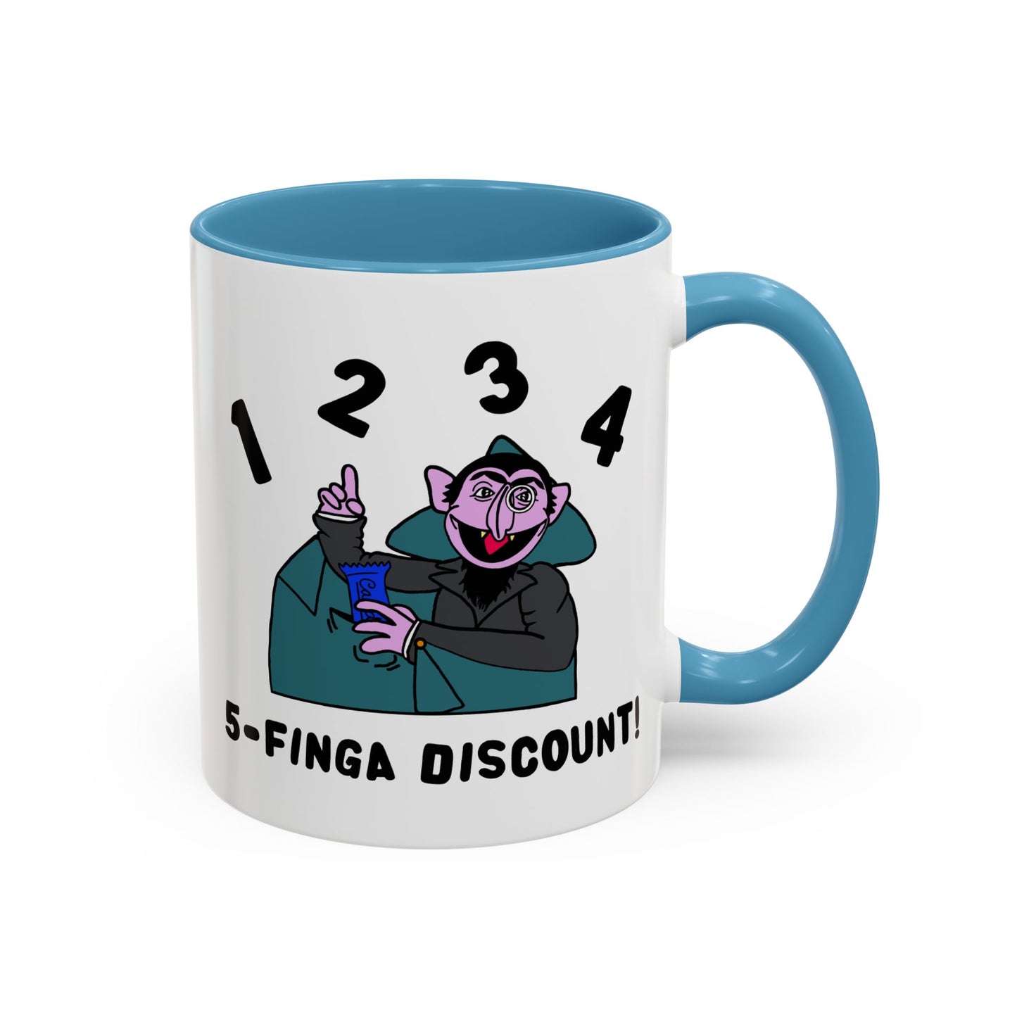 Five Finger Discount Accent Coffee Mug - Sesame Street The Count Parody Coffee Mug