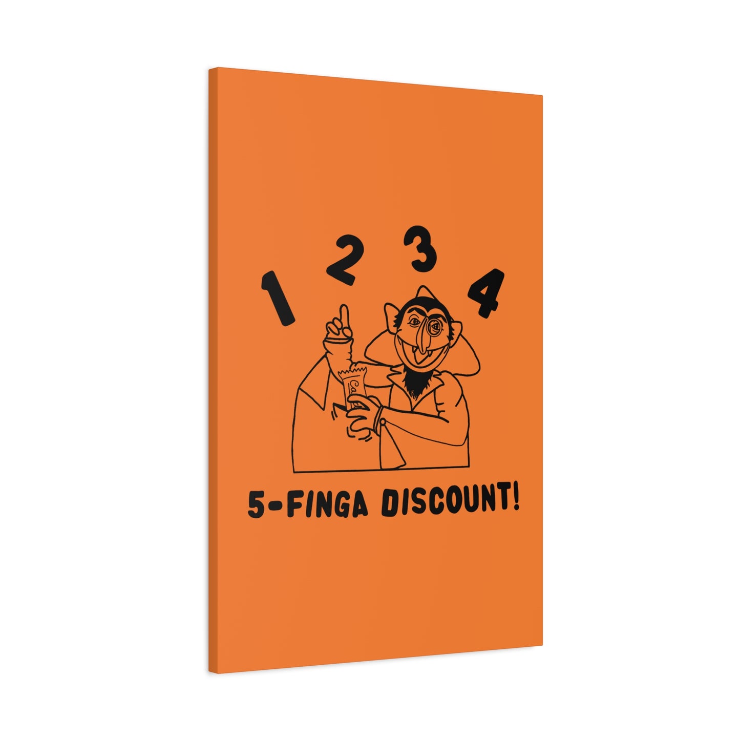 Five Finger Discount Outline Canvas Print Light Orange - Sesame Street The Count Parody Art Print