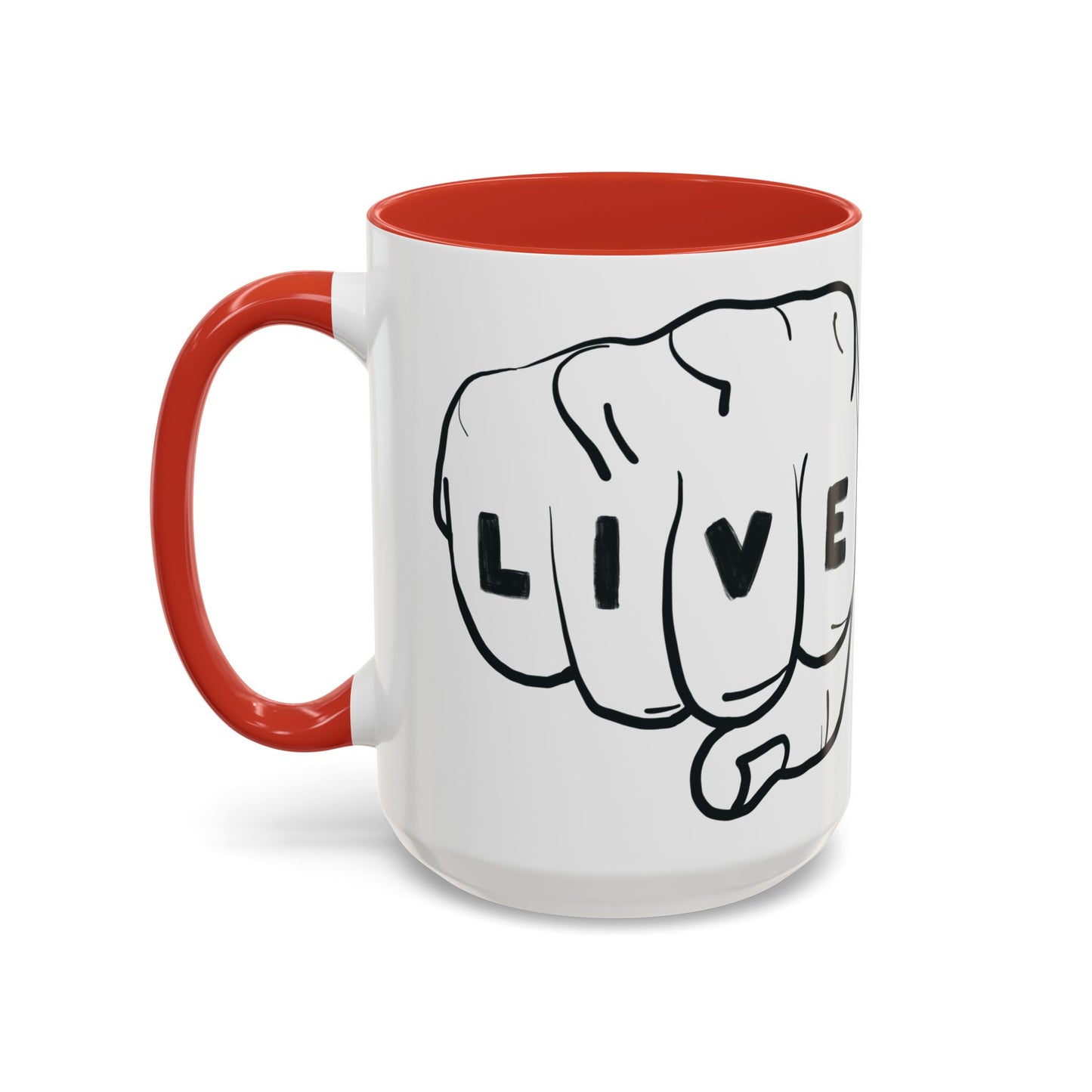 Live Loud Knuckle Tats Tattooed Fists Loudest Accent Mug
