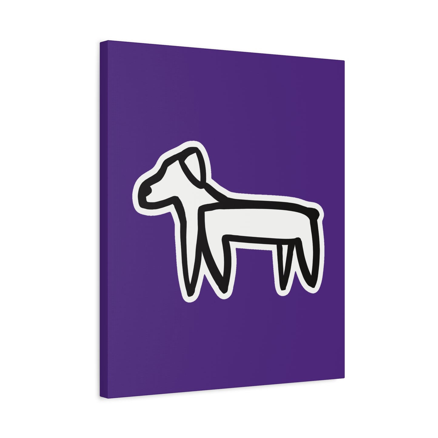 Dog Canvas Print on Purple (Sticker Style White Dog) - Dog Art Print