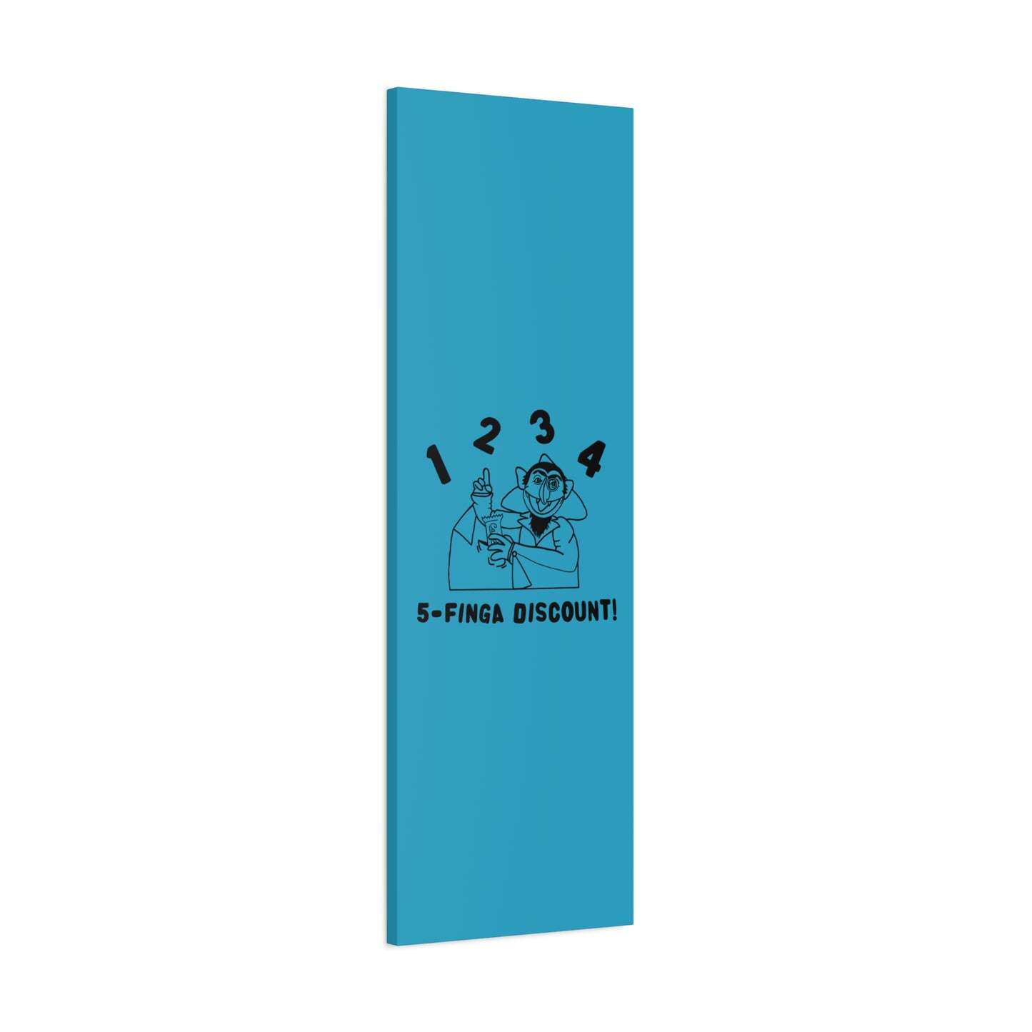 Five Finger Discount Outline Canvas Print Turquoise - Sesame Street The Count Parody Art Print