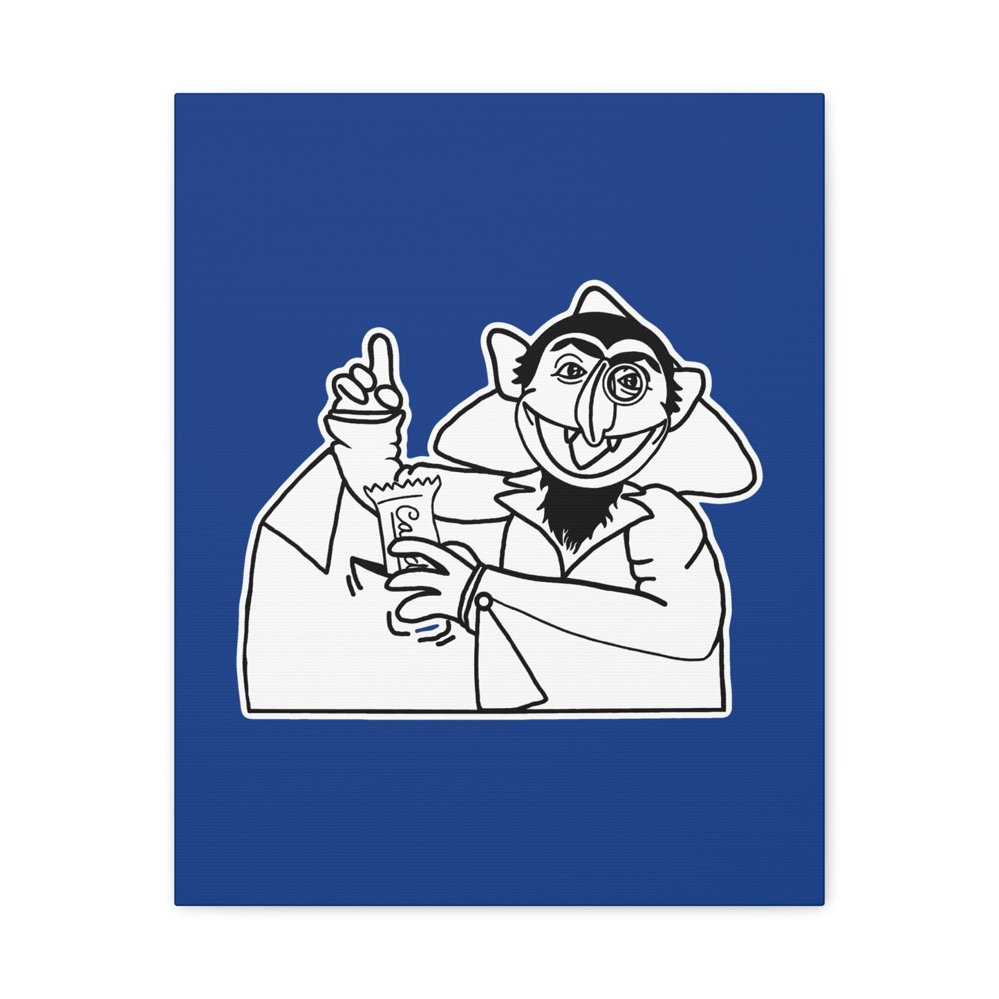 The Count Stealing Candy Outline Canvas Print Dark Blue - Sesame Street The Count Parody Art