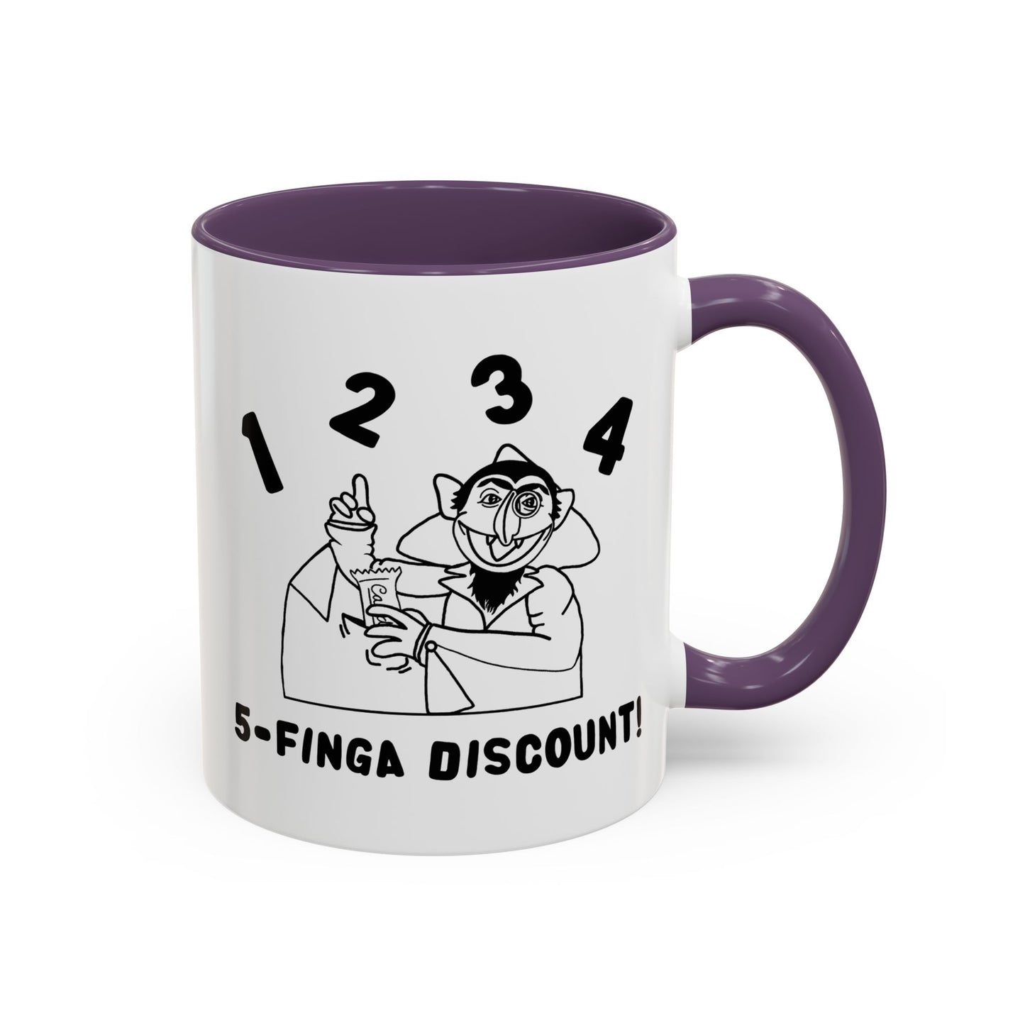 Five Finger Discount Outline Mug - Sesame Street The Count Parody Coffee Mug