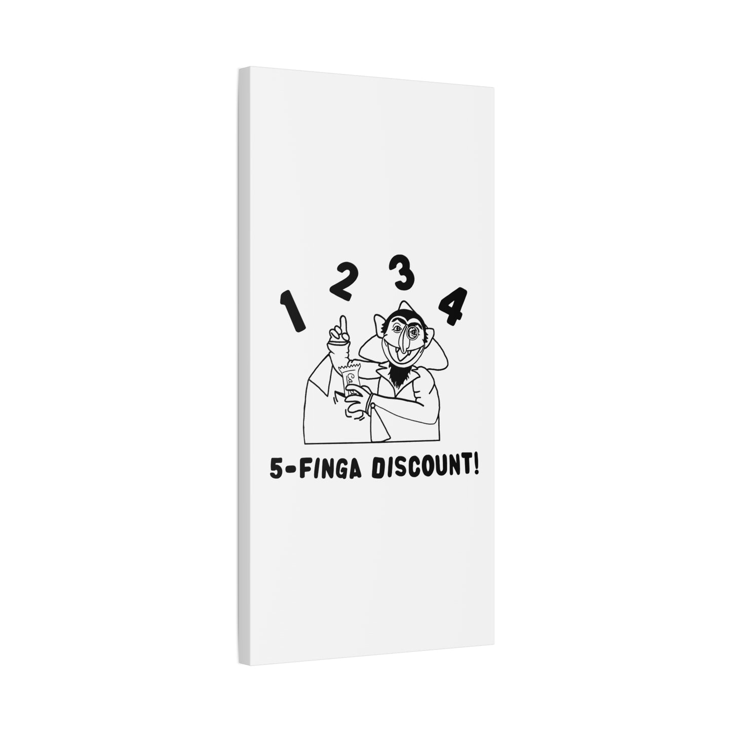 Five Finger Discount Outline Canvas Print White - Sesame Street The Count Parody Art Print