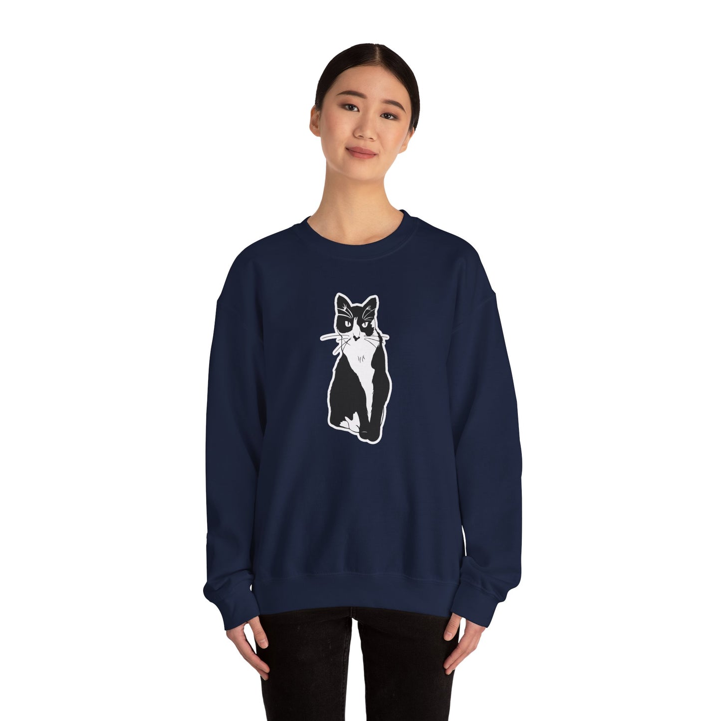 Cat Sweatshirt (Sticker Style Cat) - Cat Drawing Sweatshirt