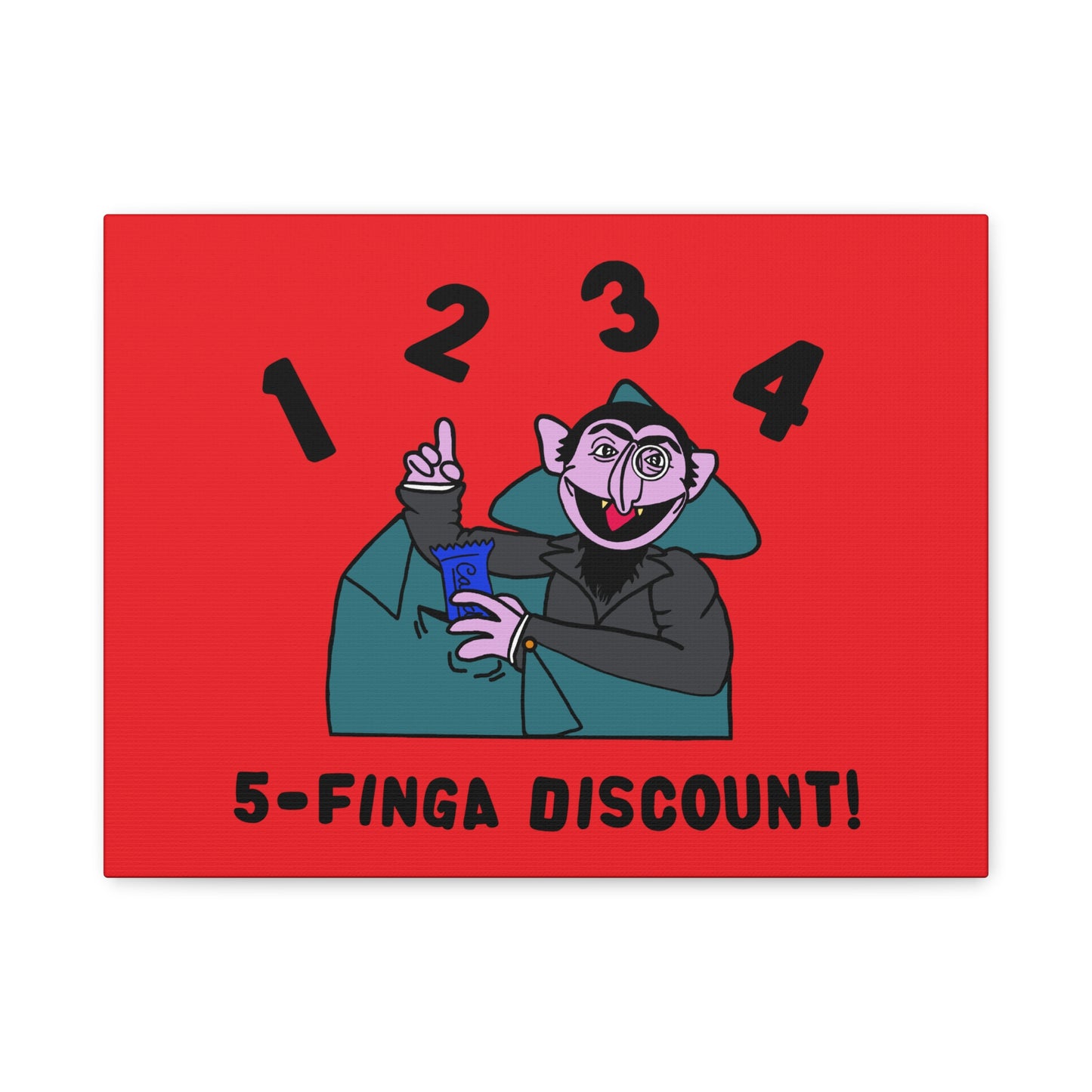 Five Finger Discount Canvas Print Red - Sesame Street The Count Parody Art Print