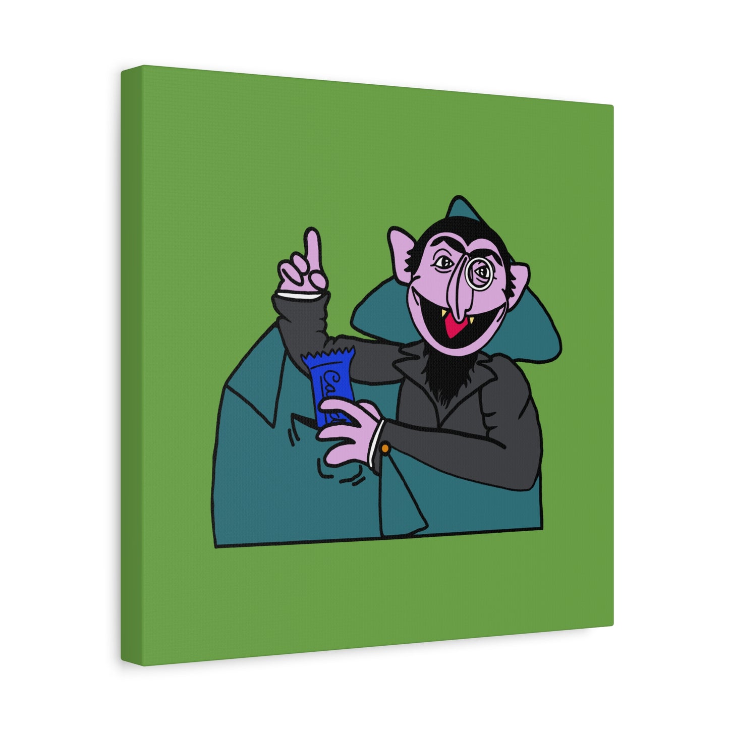 The Count Stealing Candy Canvas Print Green - Sesame Street The Count Parody Art