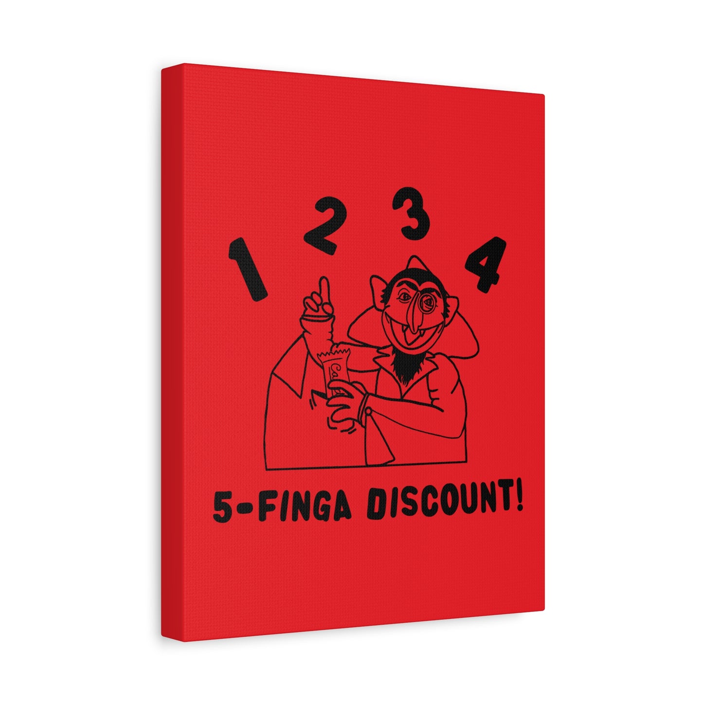 Five Finger Discount Outline Canvas Print Red - Sesame Street The Count Parody Art Print