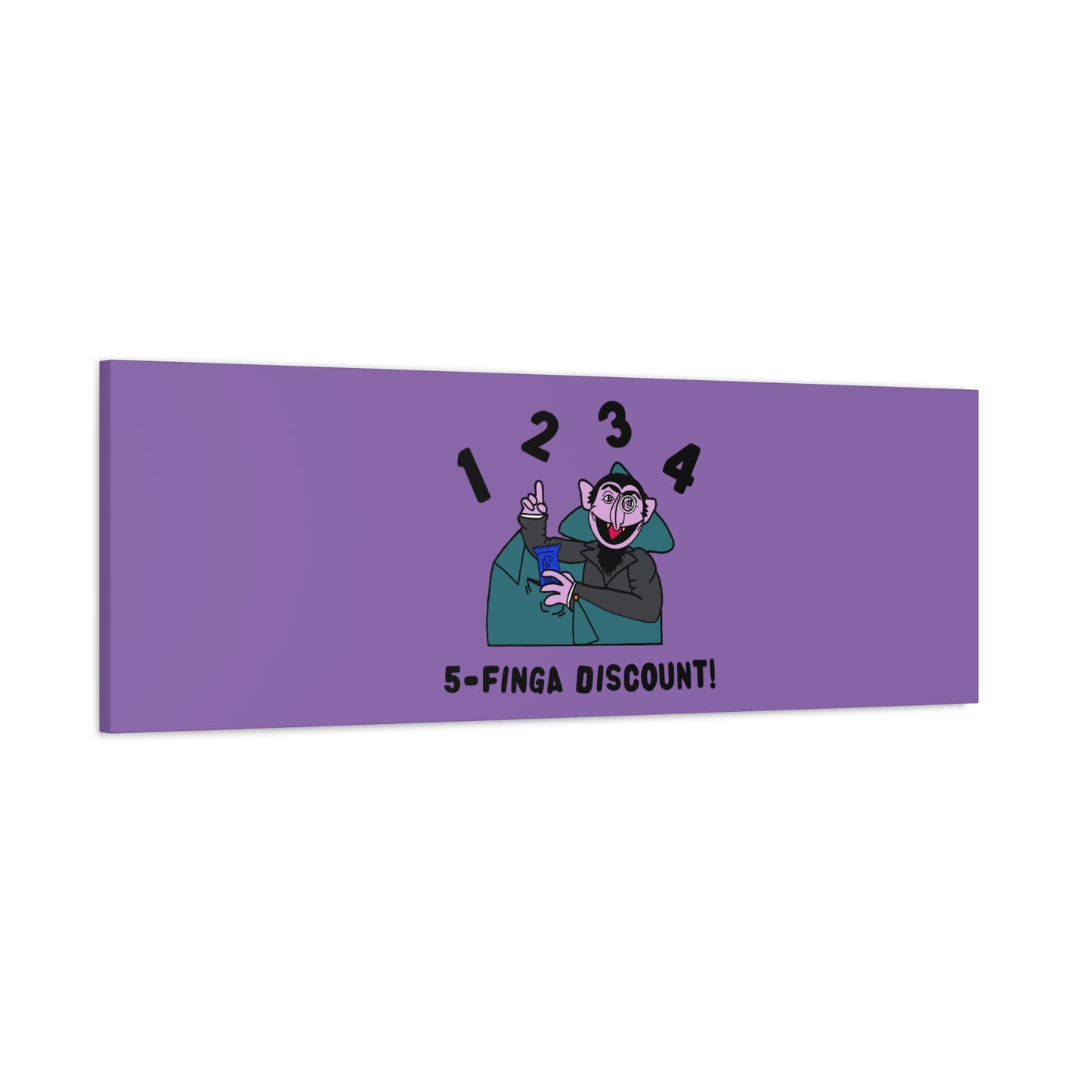 Five Finger Discount Canvas Print Light Purple - Sesame Street The Count Parody Art Print