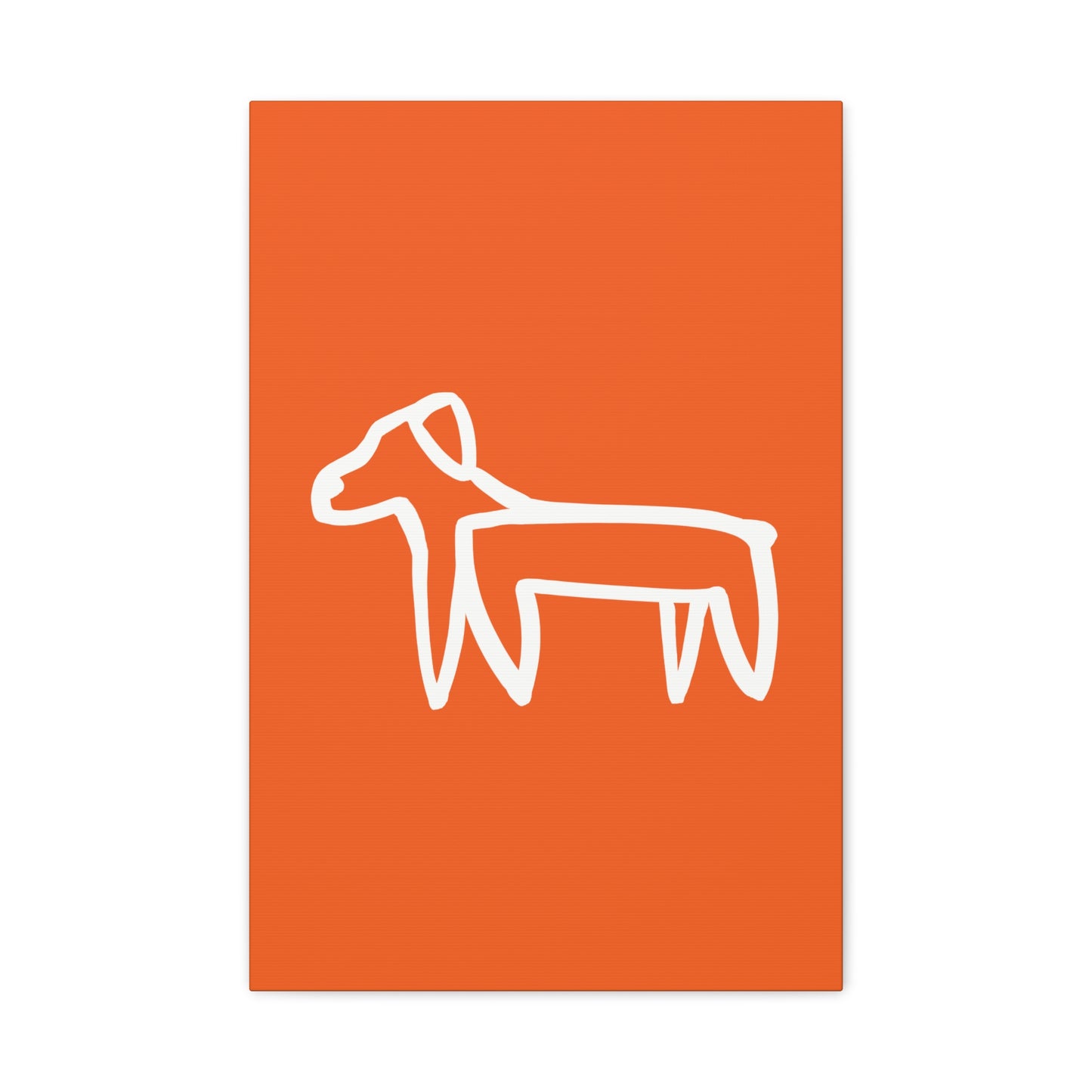 Dog Canvas Print on Orange (Transparent Style White Dog) - Dog Art Print