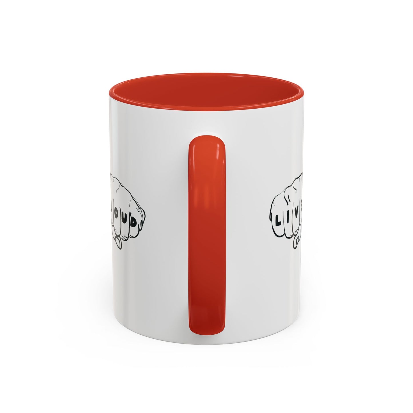 Live Loud Knuckle Tats Tattooed Fists - Four Fists Accent Mug