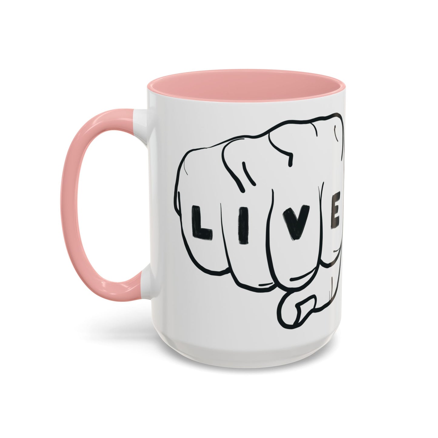 Live Loud Knuckle Tats Tattooed Fists Loudest Accent Mug