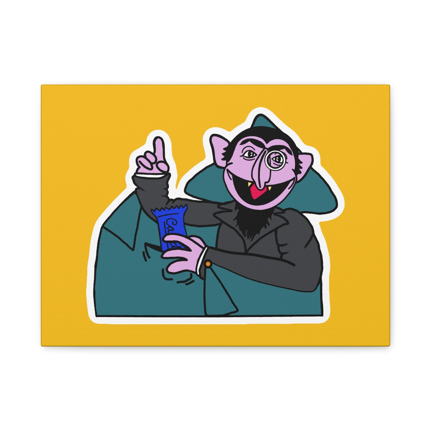 The Count Stealing Candy Canvas Print Yellow - Sesame Street The Count Parody Art