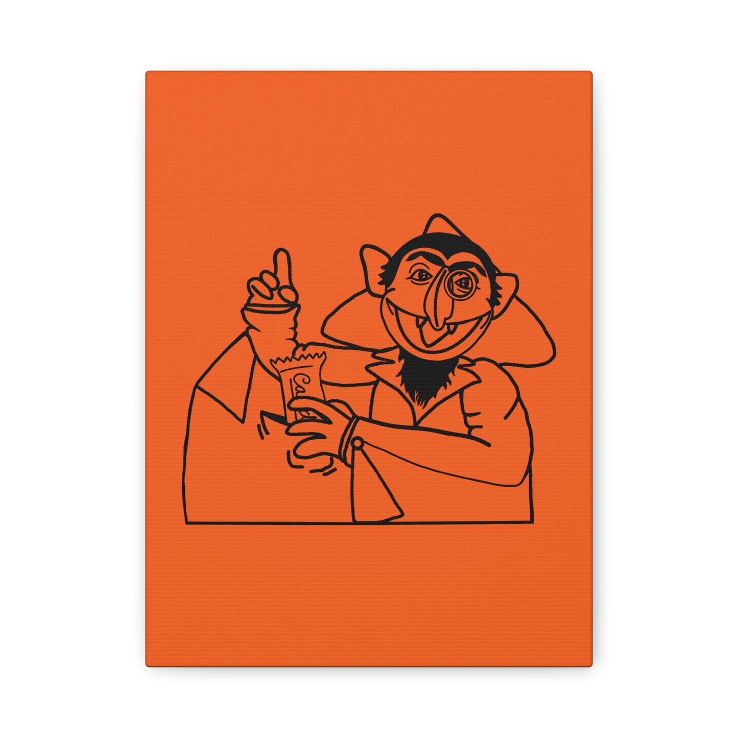 The Count Stealing Candy Outline Canvas Print Orange - Sesame Street The Count Parody Art Print