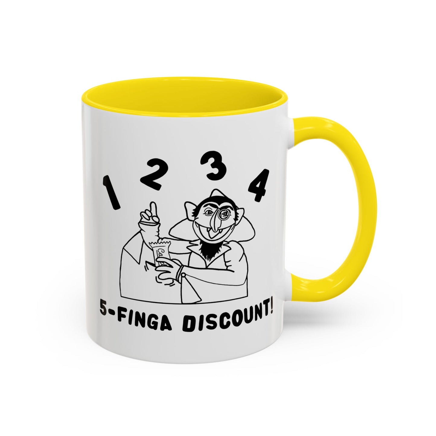 Five Finger Discount Outline Mug - Sesame Street The Count Parody Coffee Mug