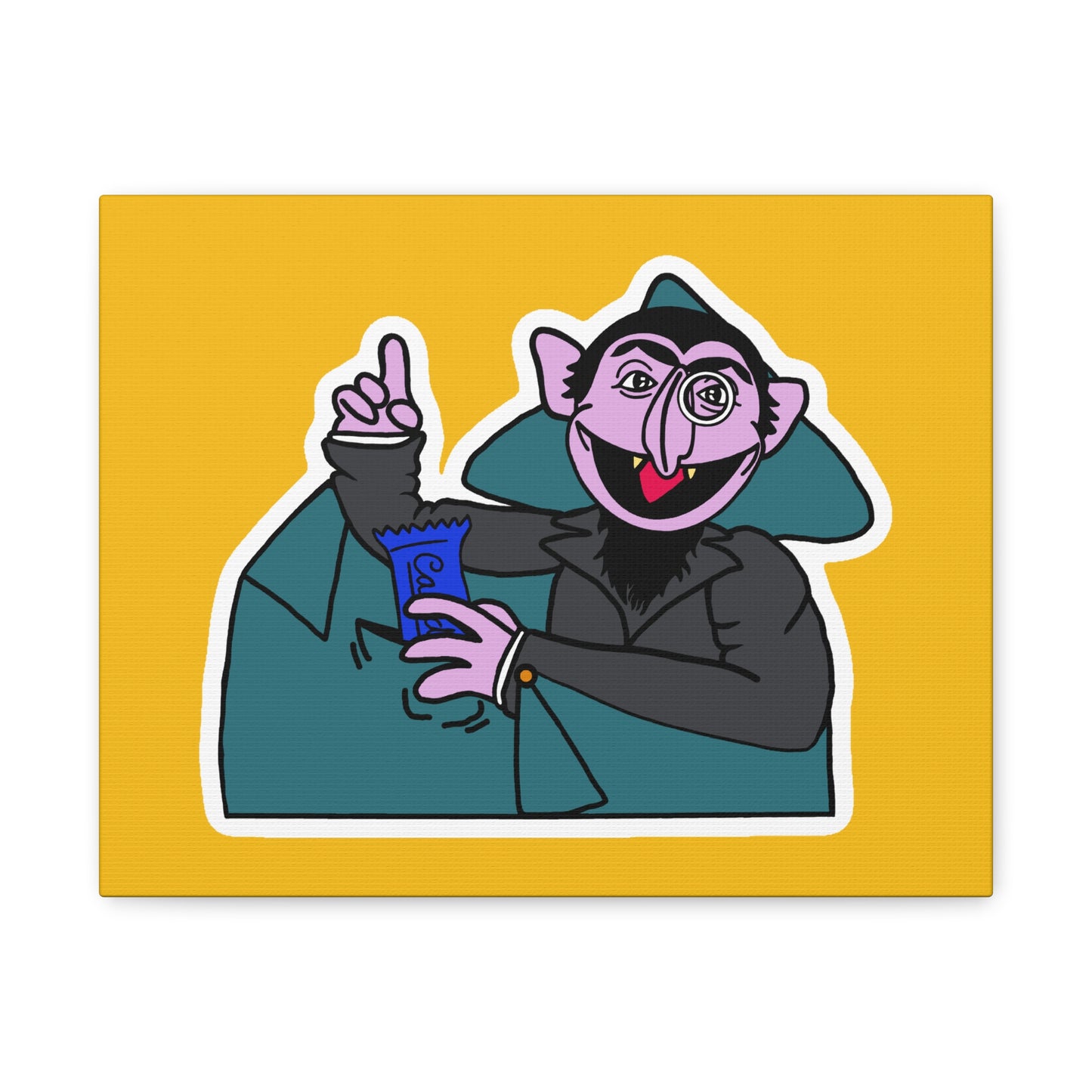 The Count Stealing Candy Canvas Print Yellow - Sesame Street The Count Parody Art