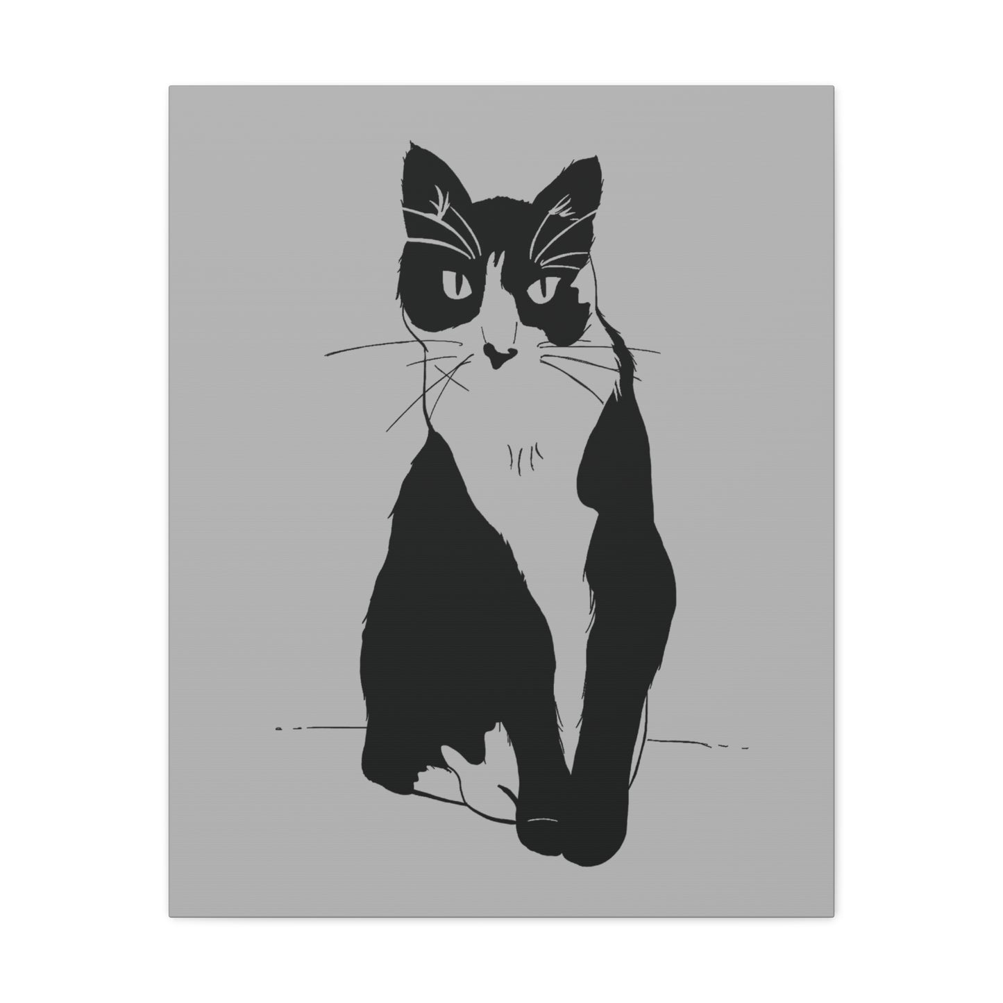 Cat Canvas Print on Grey (Transparent Style Cat) - Cat Drawing Art