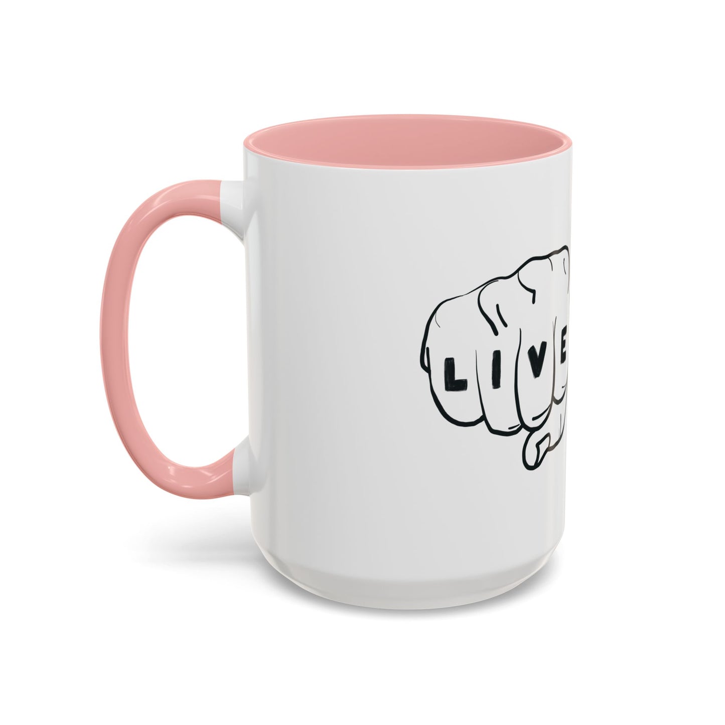 Live Loud Knuckle Tats Tattooed Fists Accent Mug