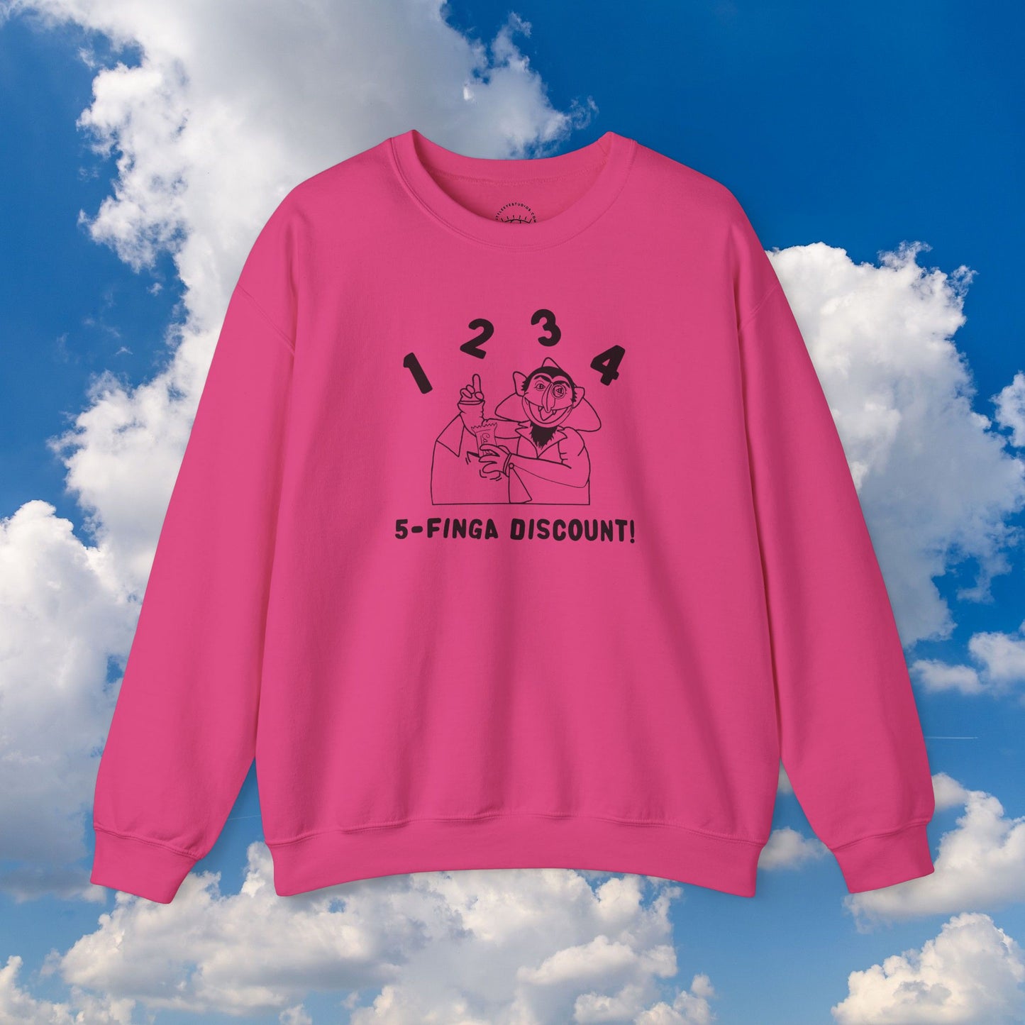 Five Finger Discount Outline Sweatshirt - Sesame Street The Count Parody Sweatshirt