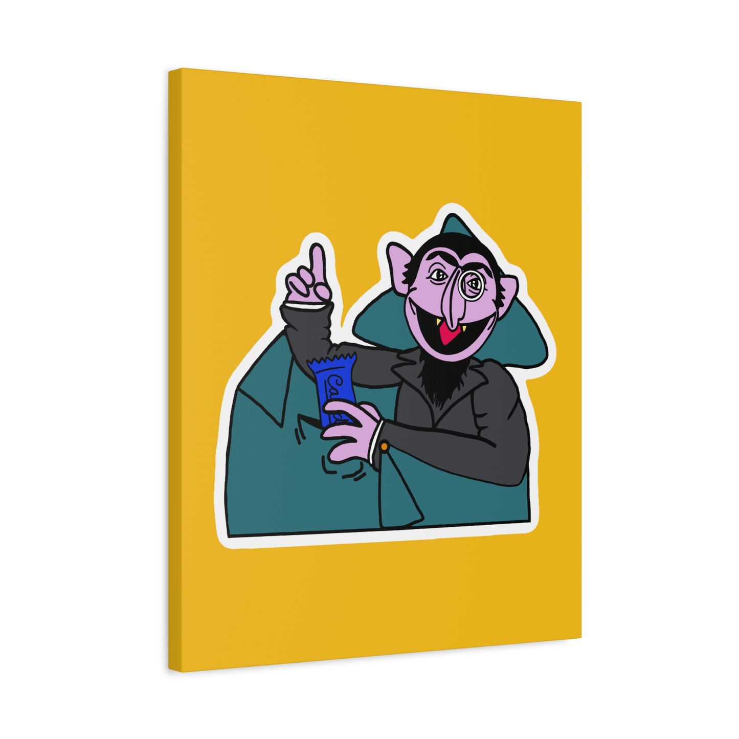 The Count Stealing Candy Canvas Print Yellow - Sesame Street The Count Parody Art