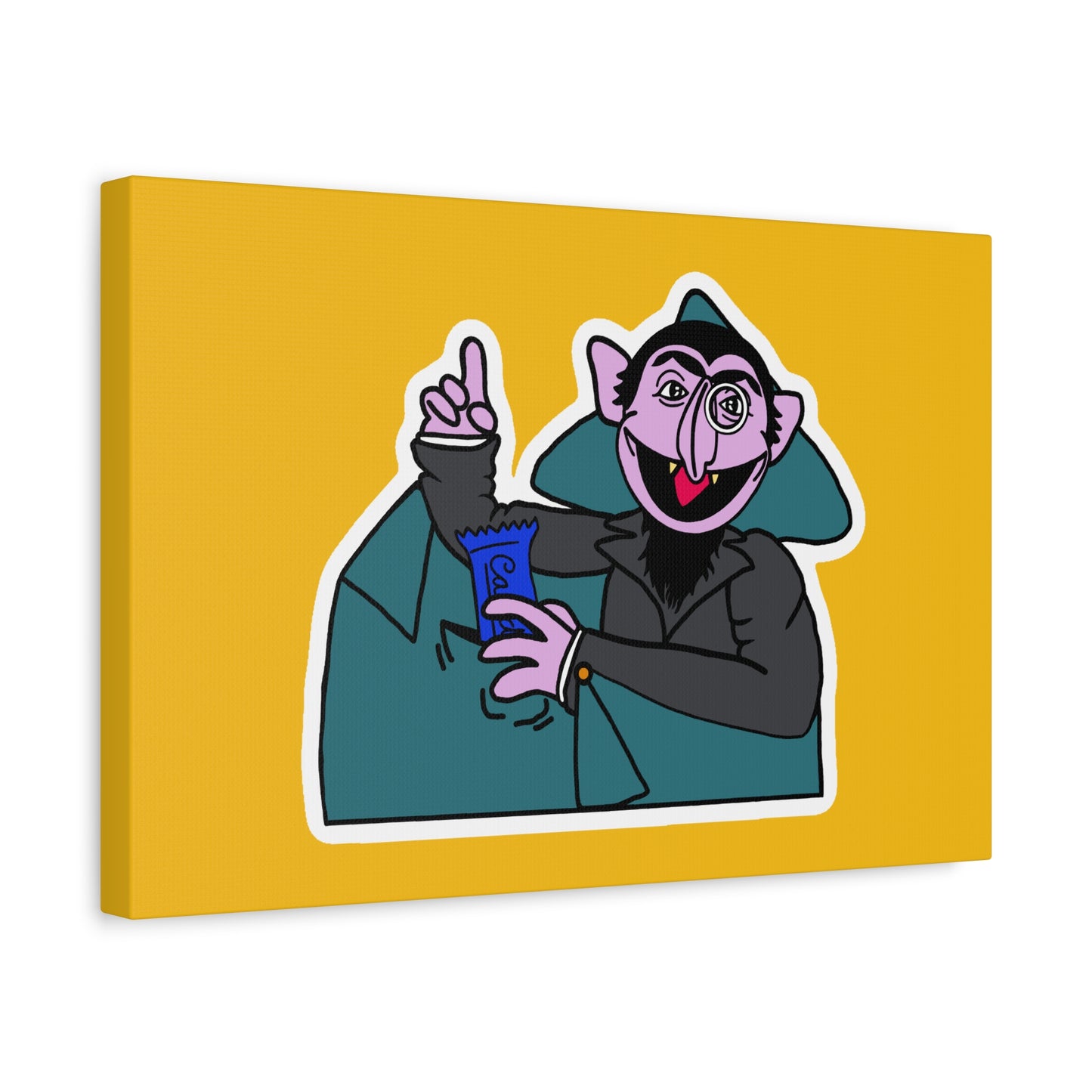 The Count Stealing Candy Canvas Print Yellow - Sesame Street The Count Parody Art