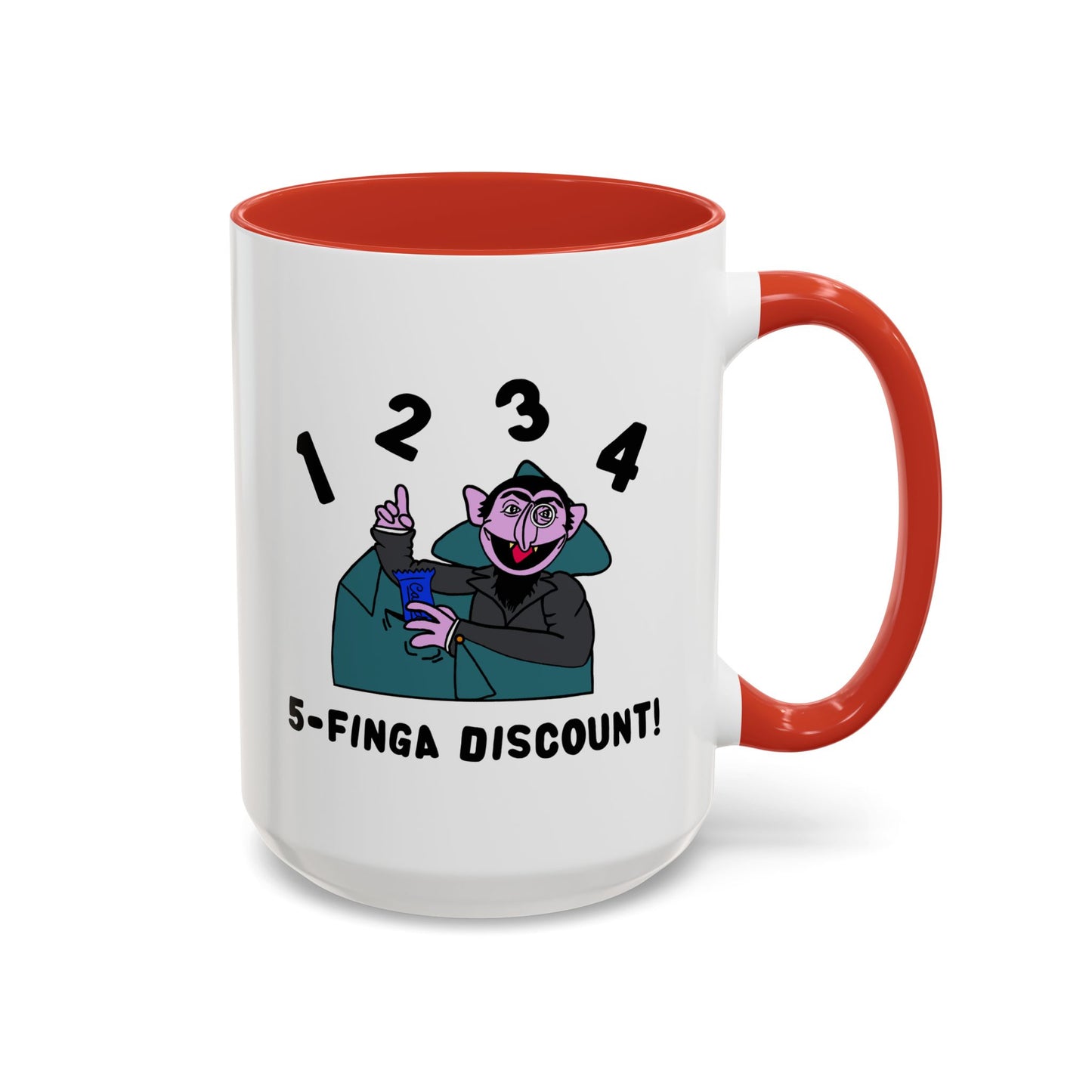 Five Finger Discount Accent Coffee Mug - Sesame Street The Count Parody Coffee Mug